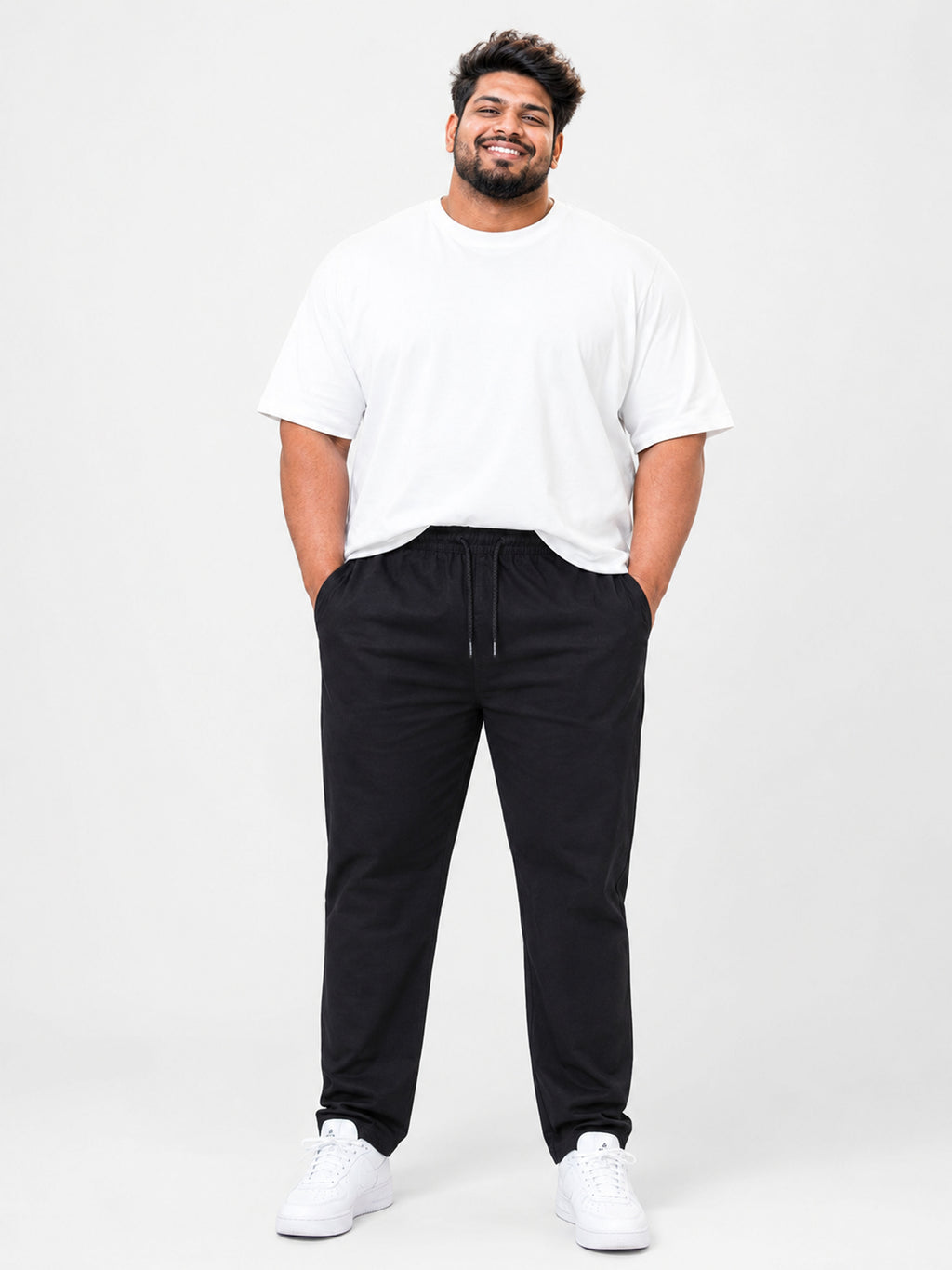 Plus Size Indigo Knitted Track Pant - Black