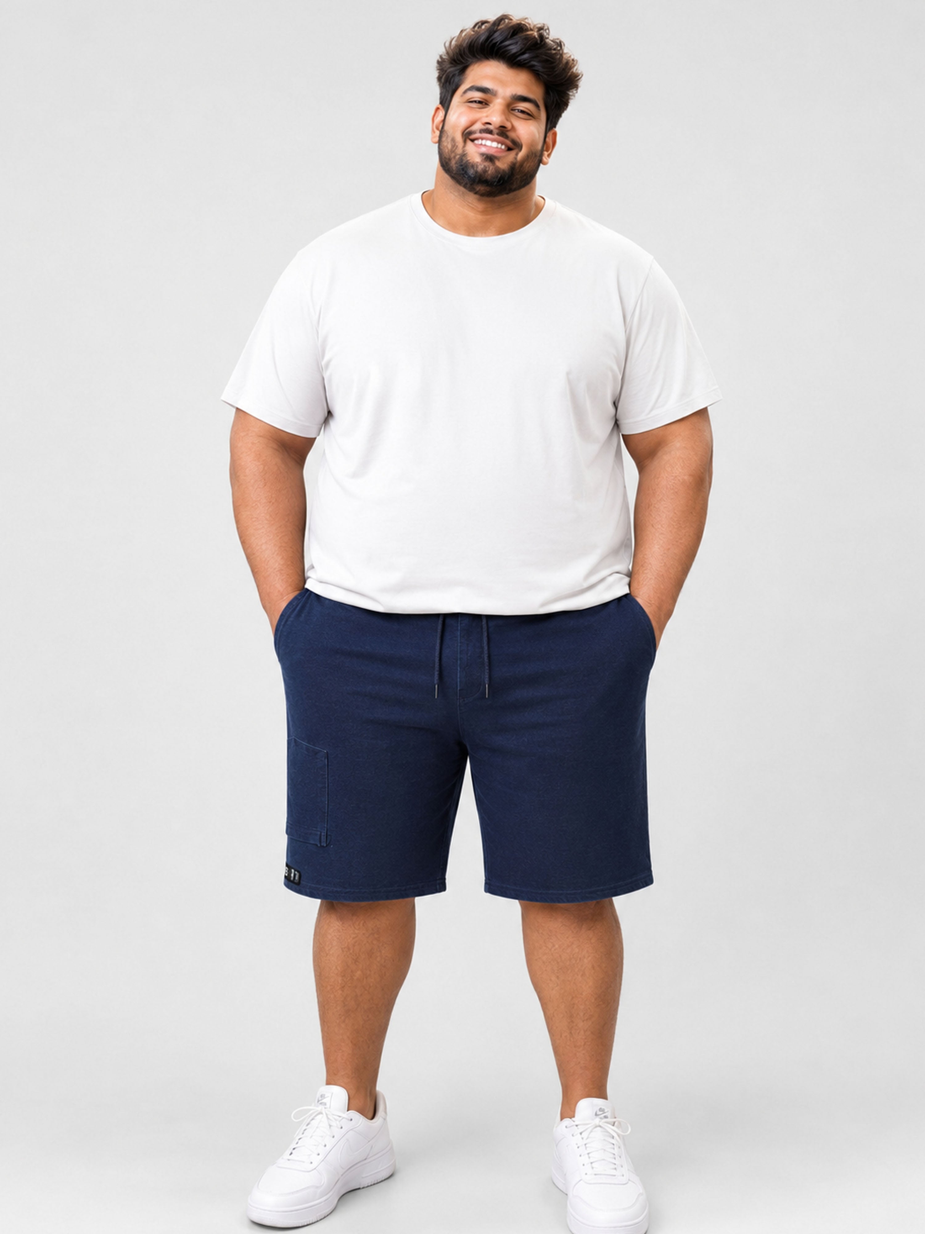 Indigo Knitted Shorts - Front View