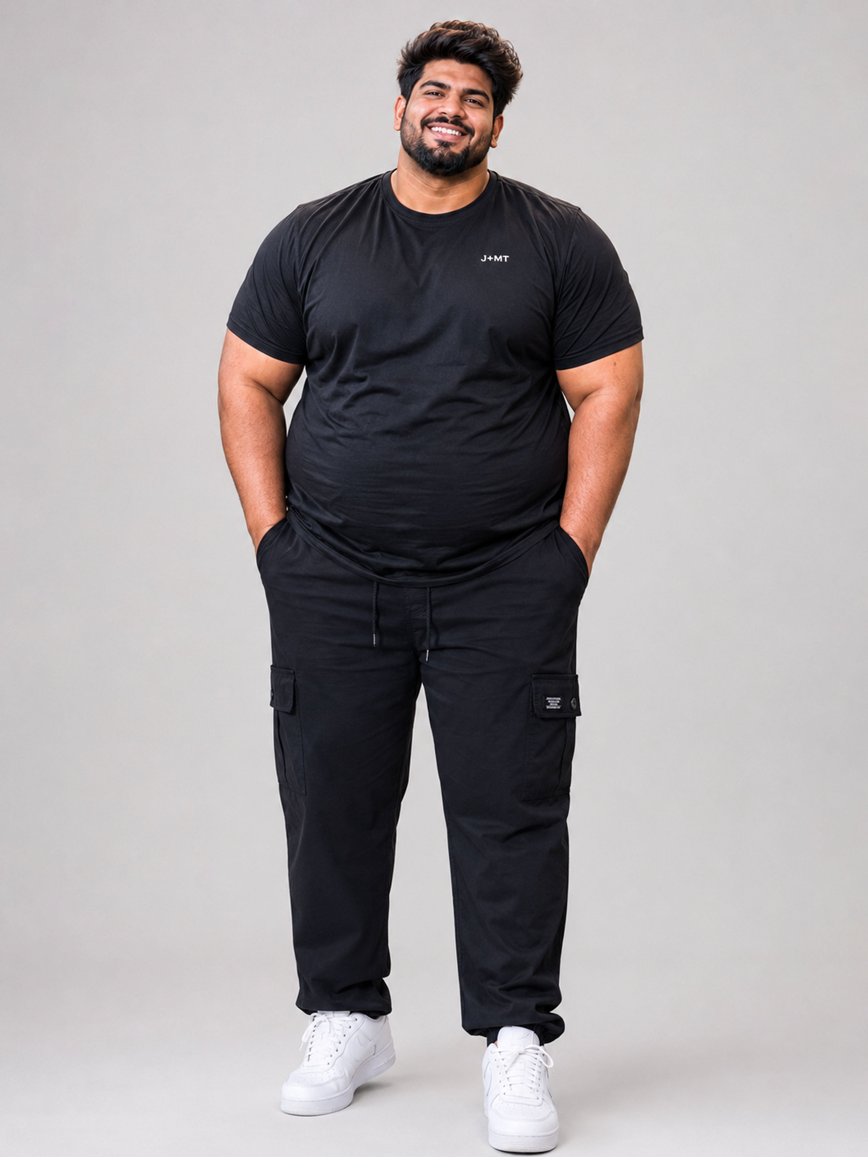 Plus Size 6 Pocket Cargo Pants - Navy Blue