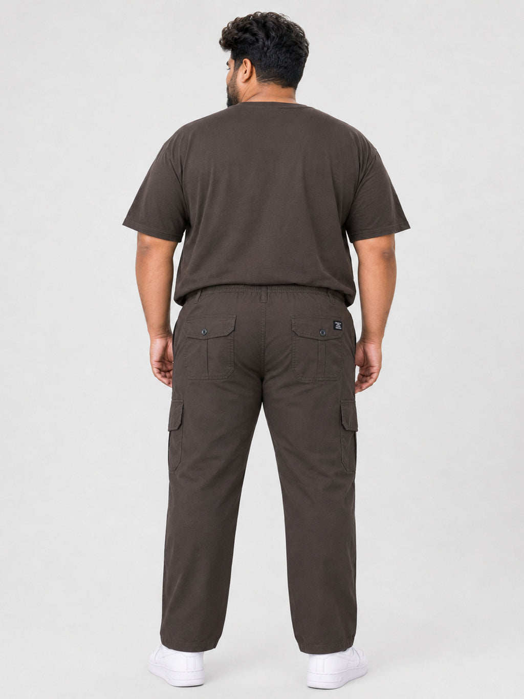 Plus Size 6 Pocket Cargo Pants -  Brown