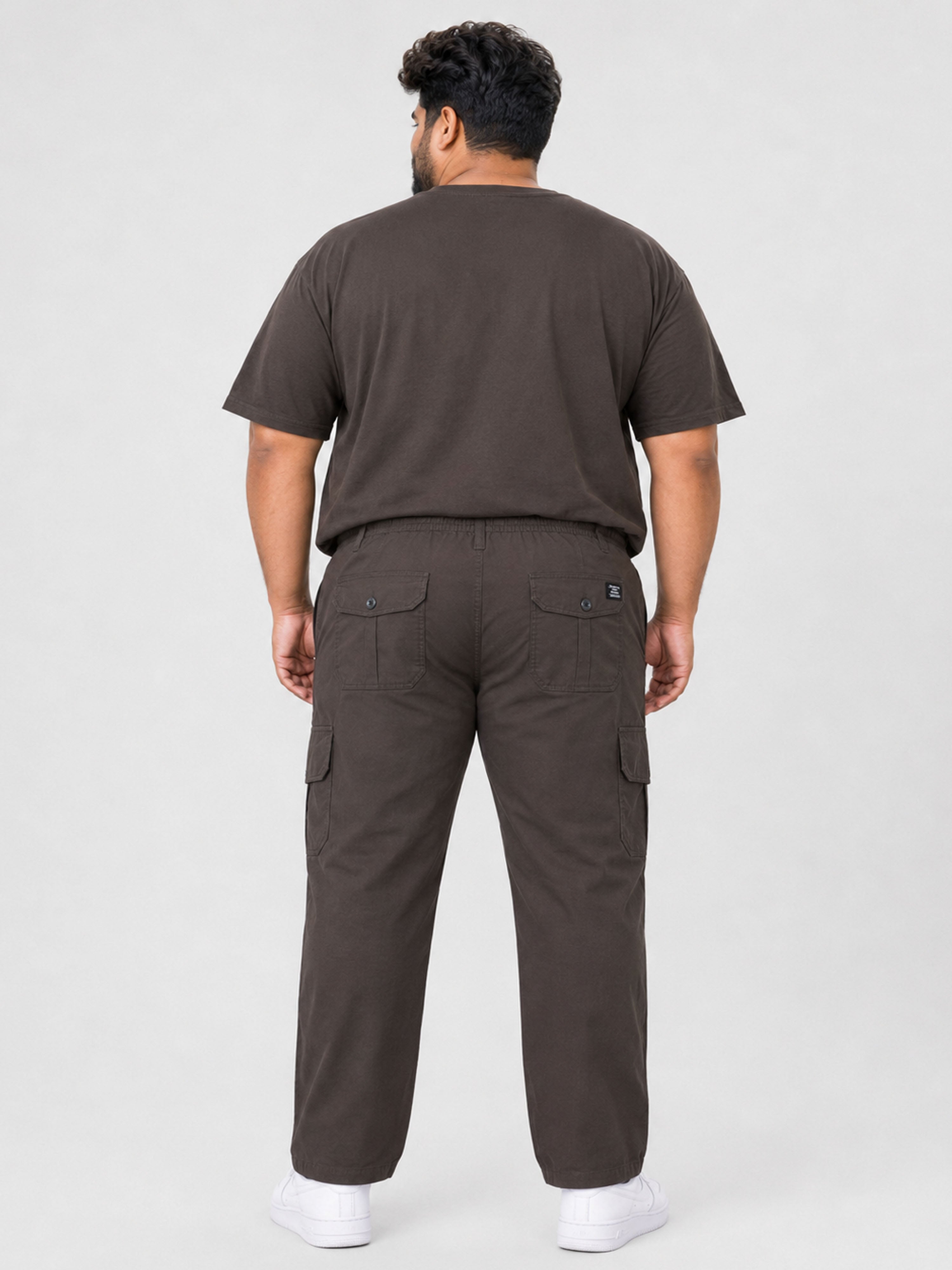 Plus Size 6 Pocket Cargo Pants -  Brown