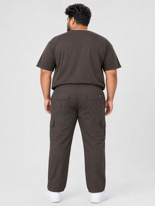 Plus Size 6 Pocket Cargo Pants -  Brown