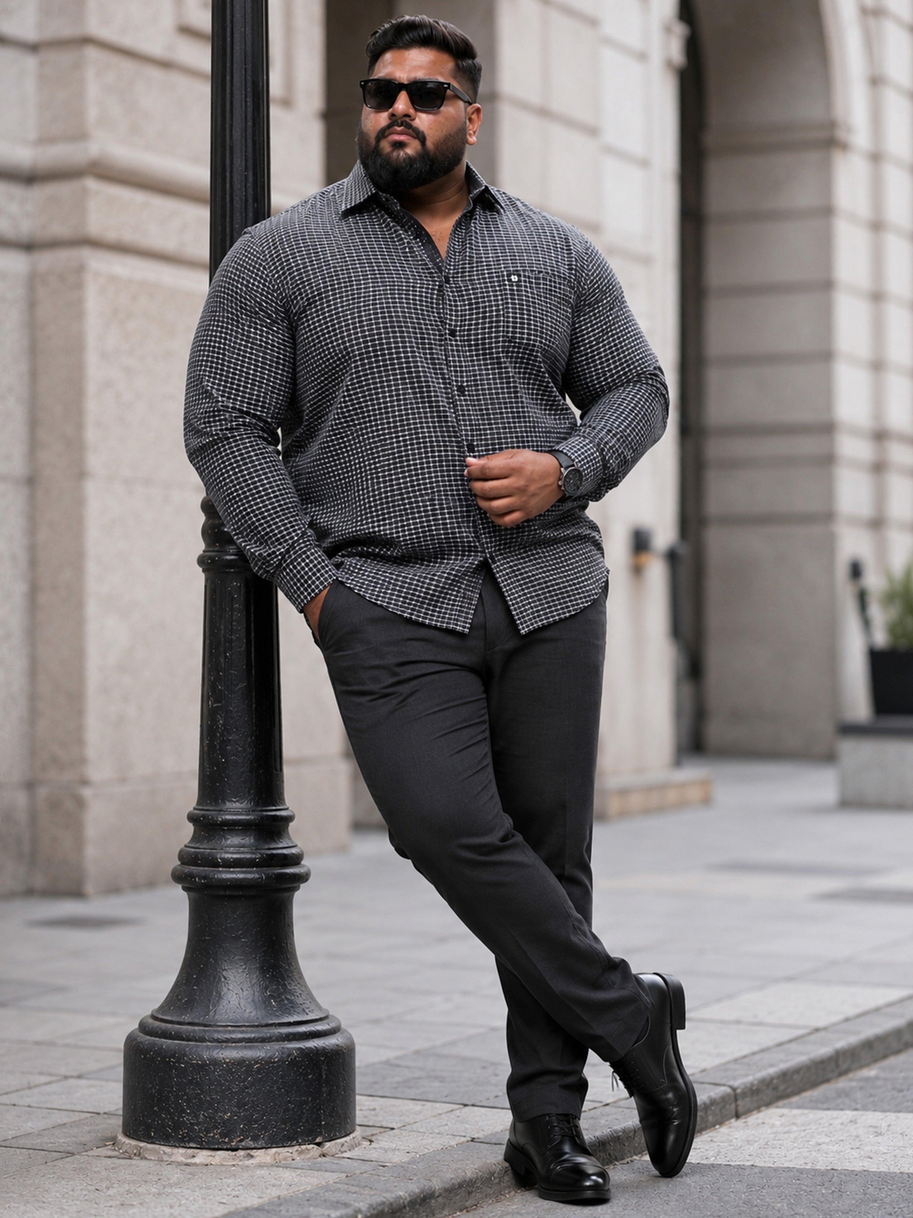 Plus Size Party Wear Satin Shirt - Black