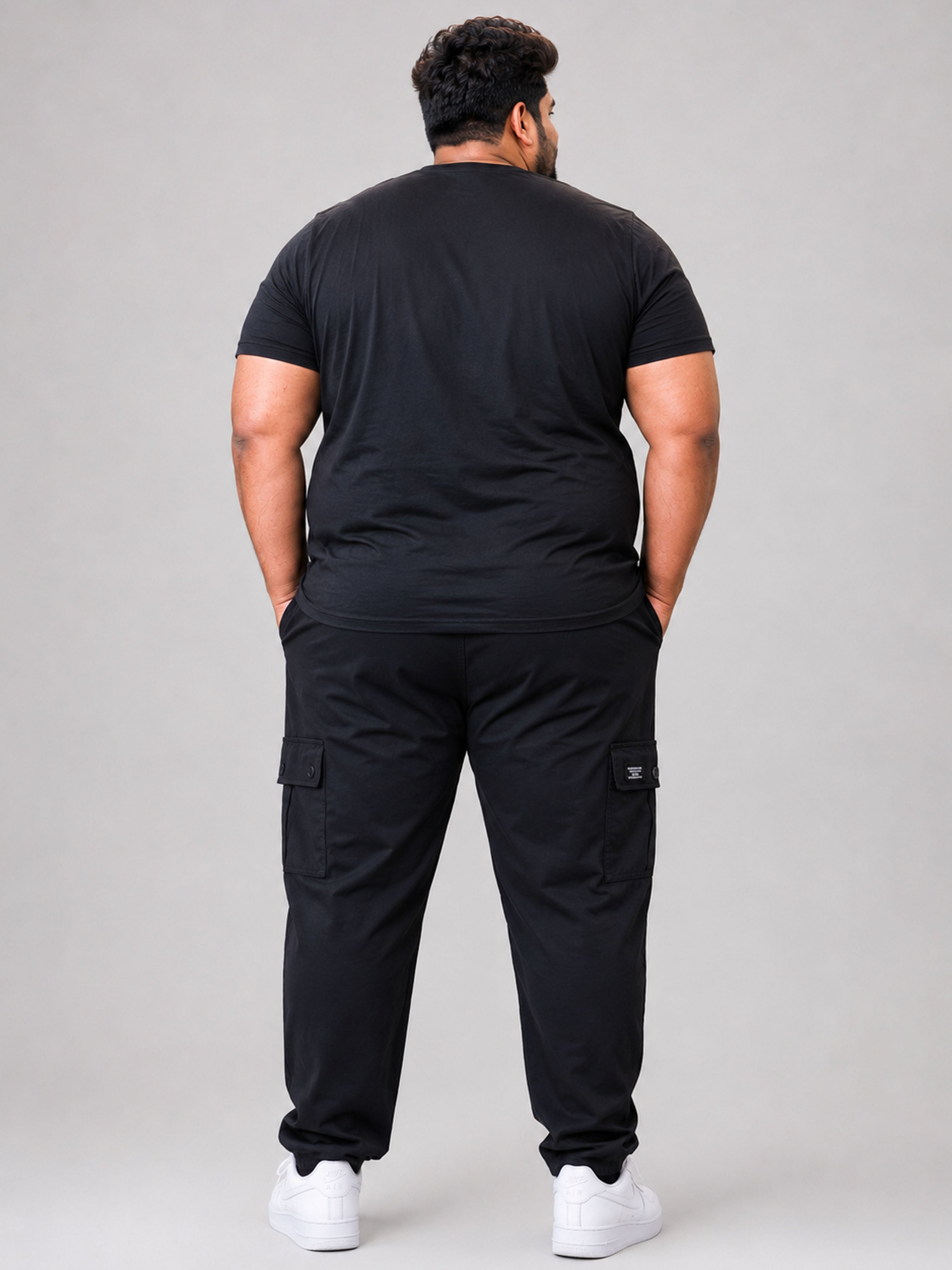 Plus Size 6 Pocket Cargo Pants - Navy Blue