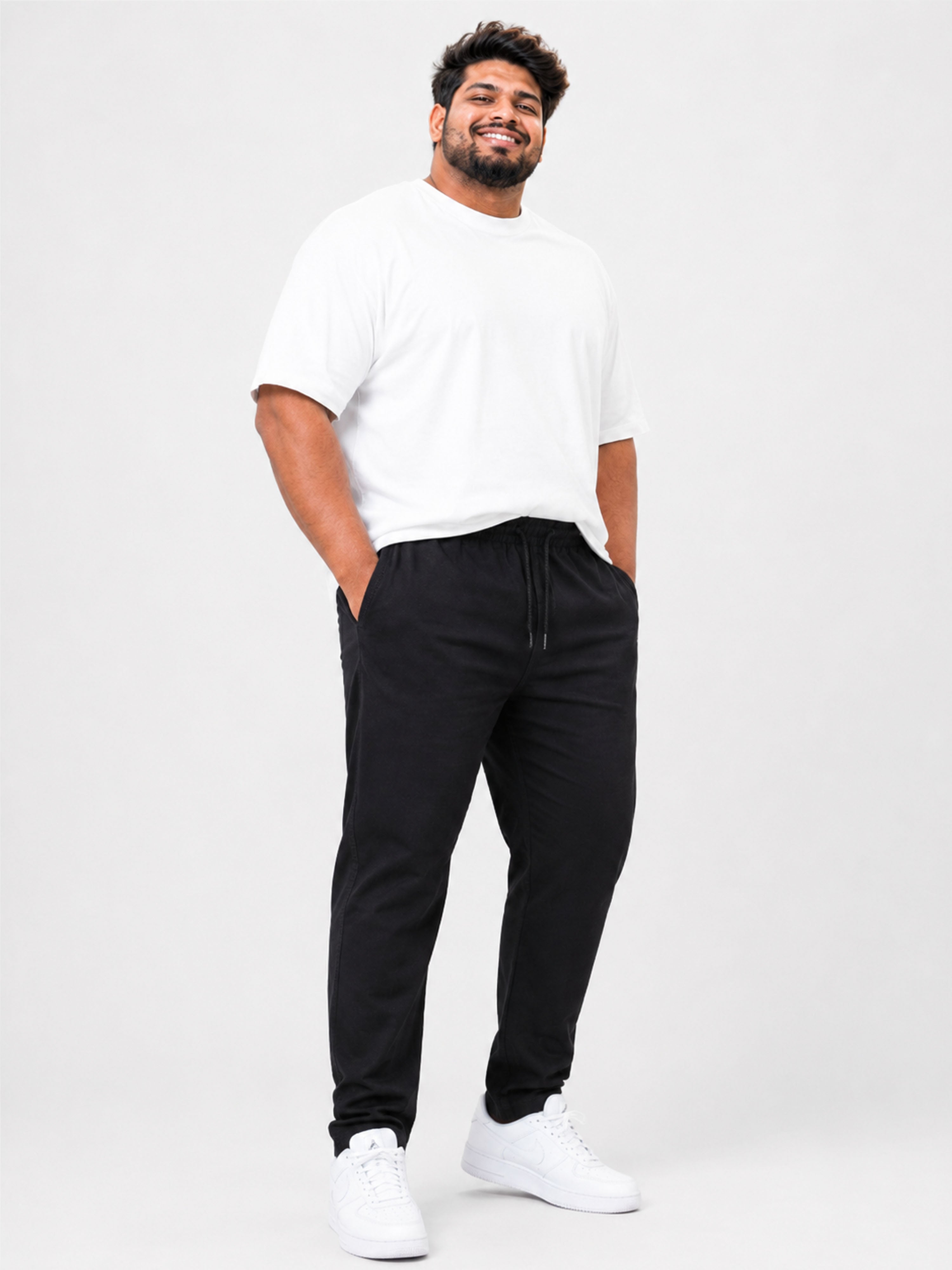 Plus Size Indigo Knitted Track Pant - Black