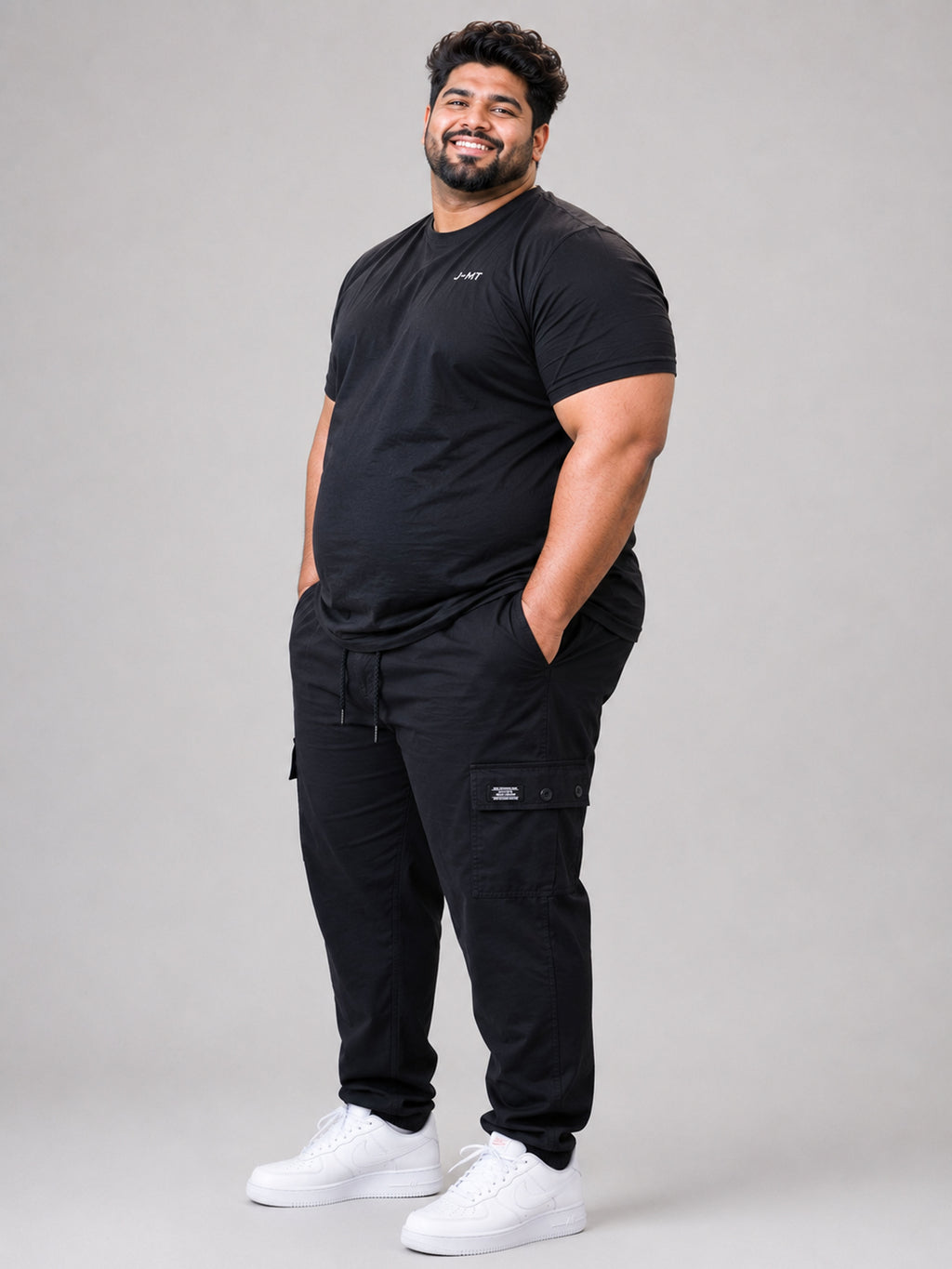 Plus Size 6 Pocket Cargo Pants - Navy Blue