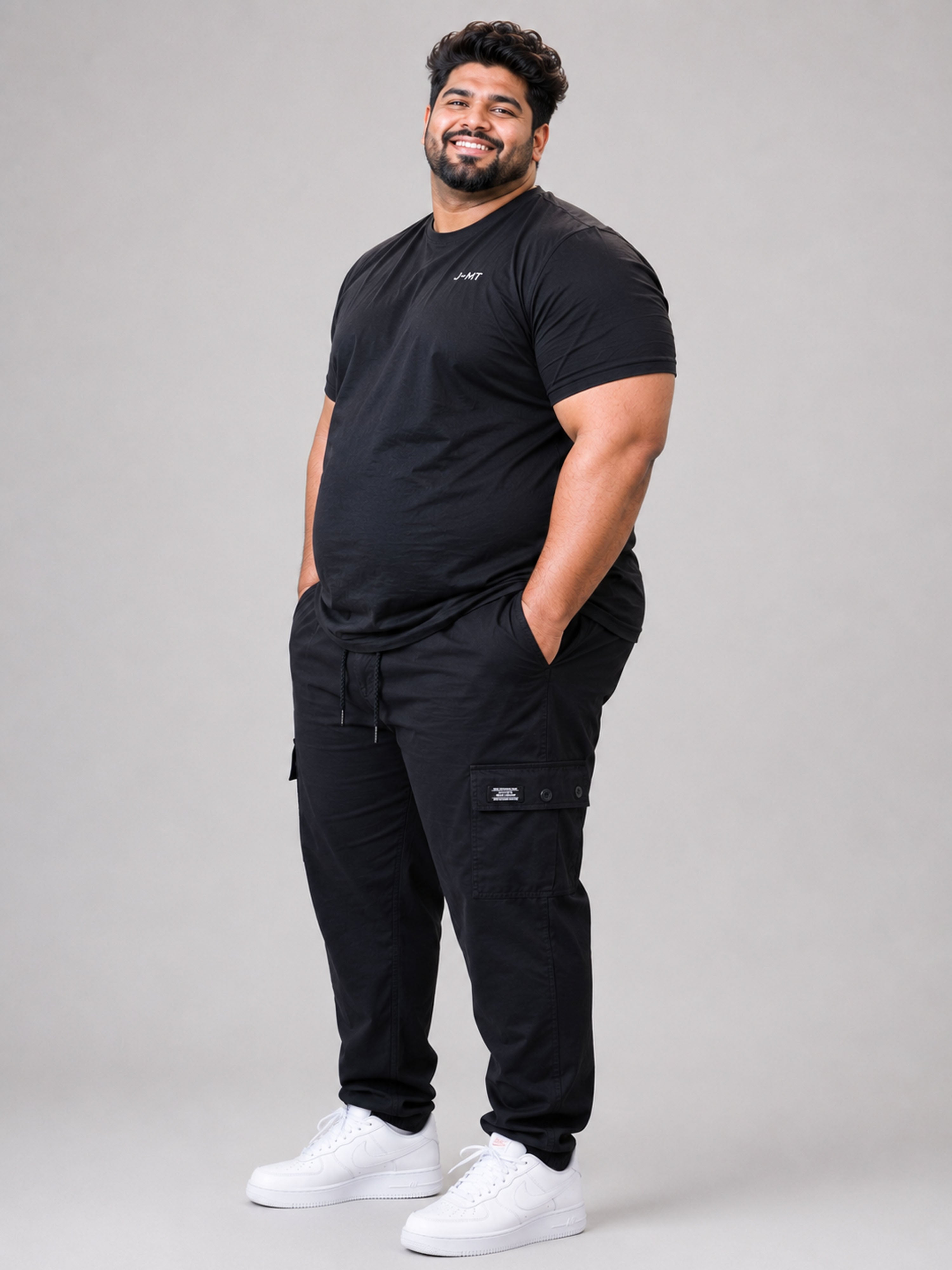 Plus Size 6 Pocket Cargo Pants - Navy Blue