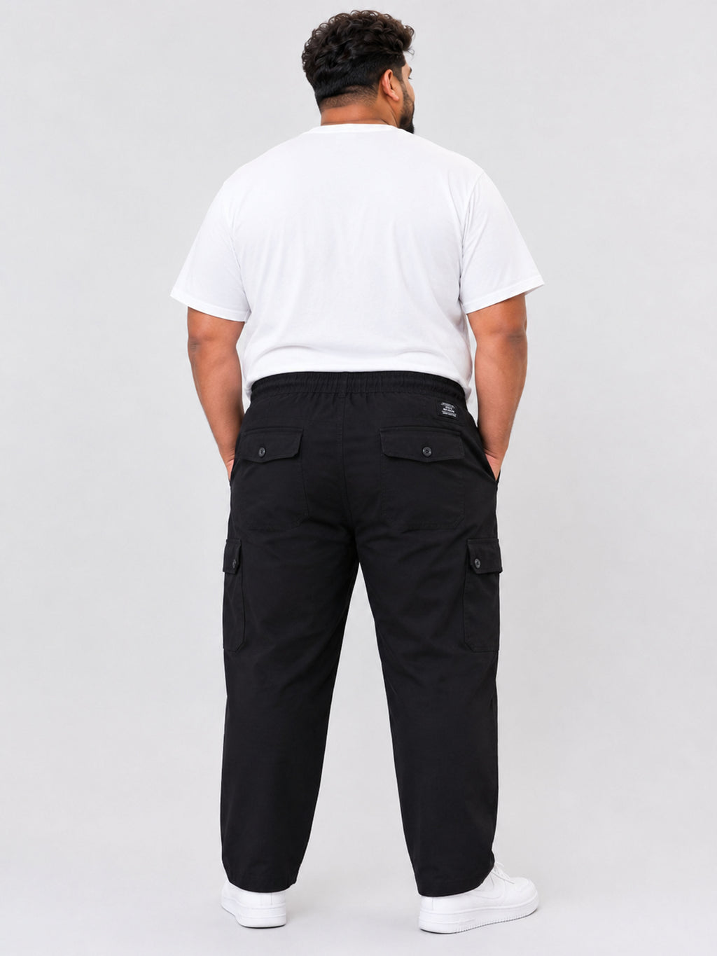 Plus Size 6 Pocket Cargo Pants -  Black