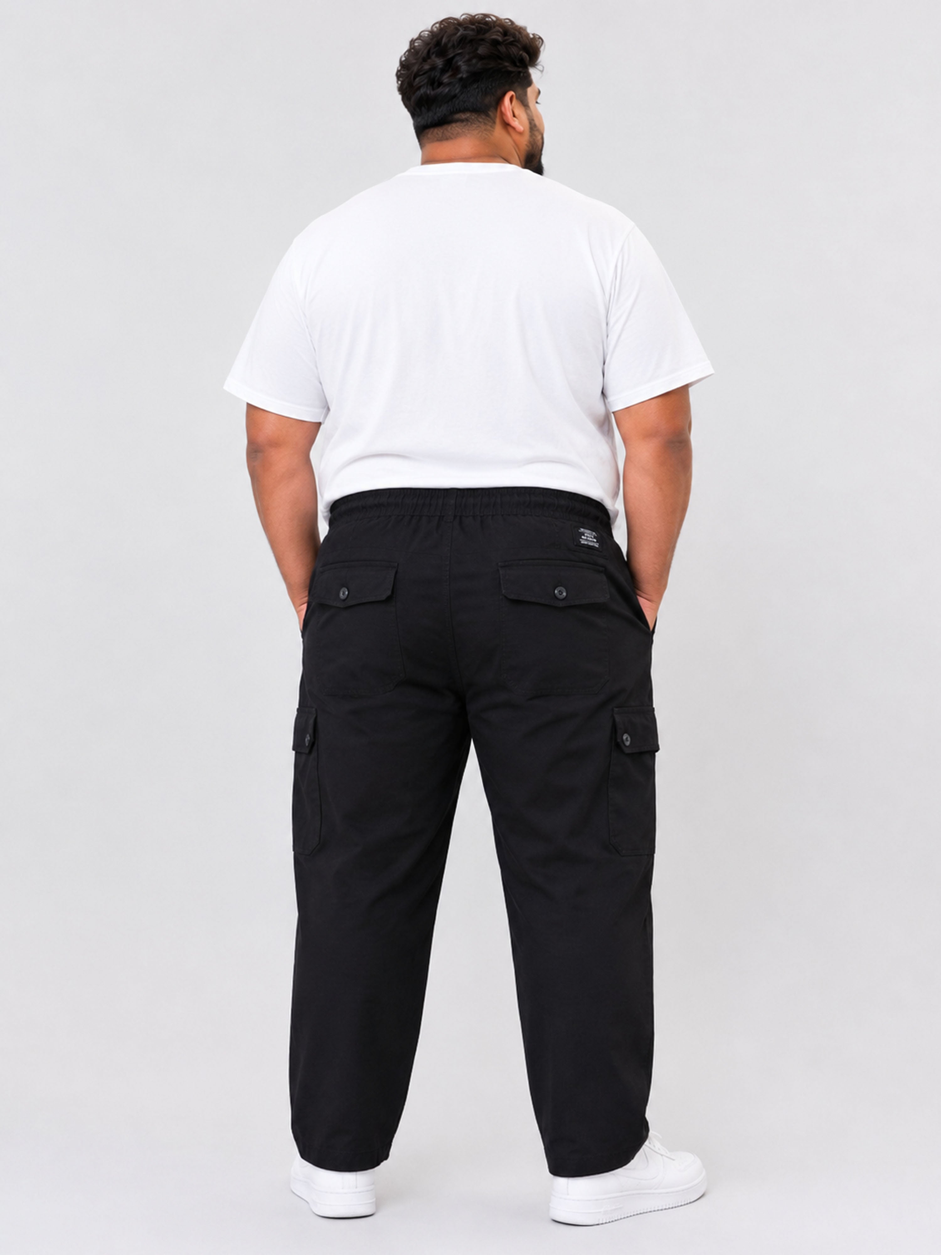 Plus Size 6 Pocket Cargo Pants -  Black