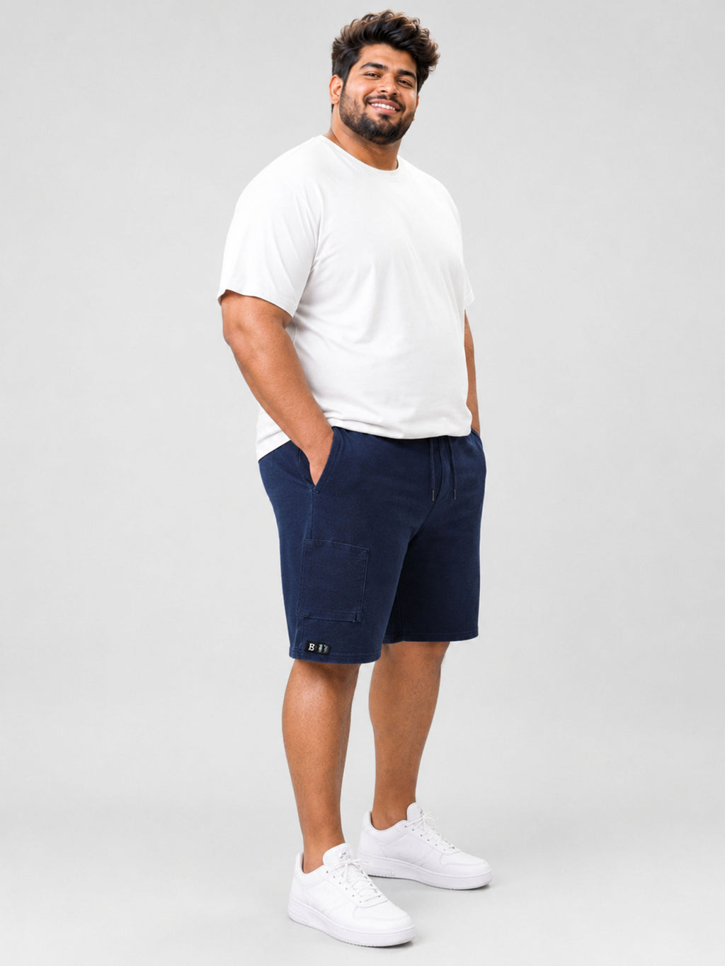 Indigo Knitted Shorts - Side View