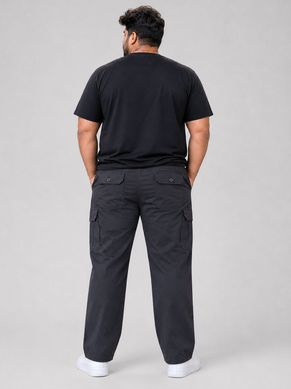 Plus Size 6 Pocket Cargo Pants -  Grey