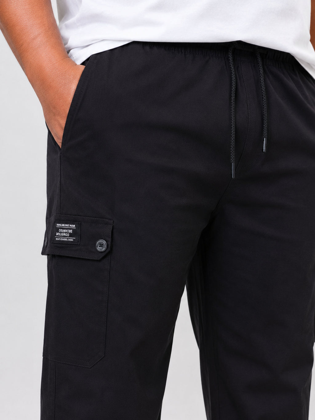 Plus Size 6 Pocket Cargo Pants -  Black