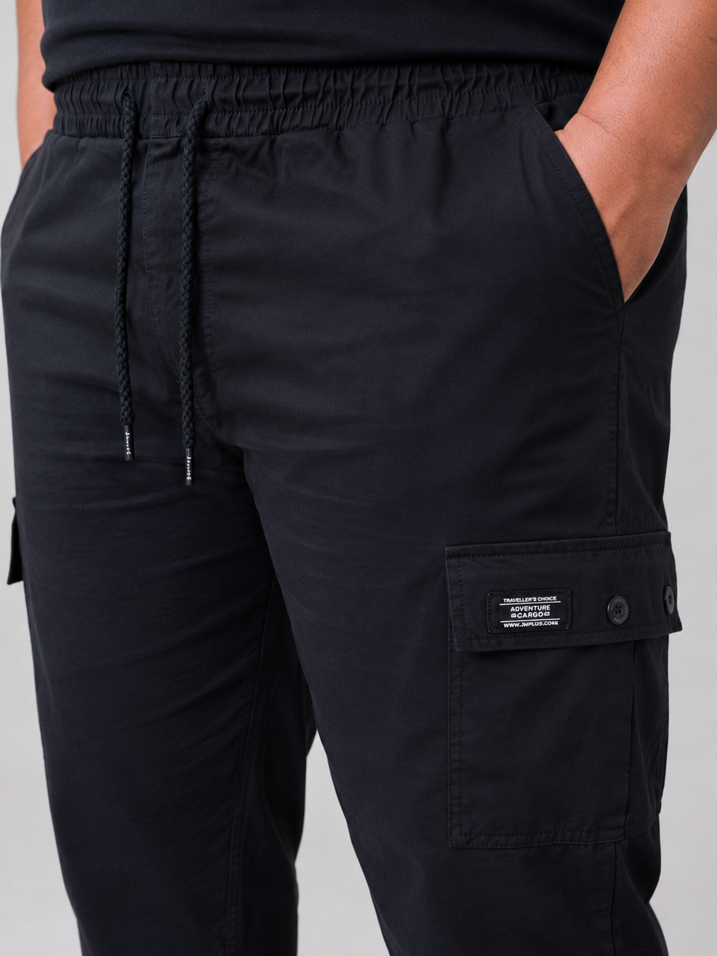 Plus Size 6 Pocket Cargo Pants - Navy Blue