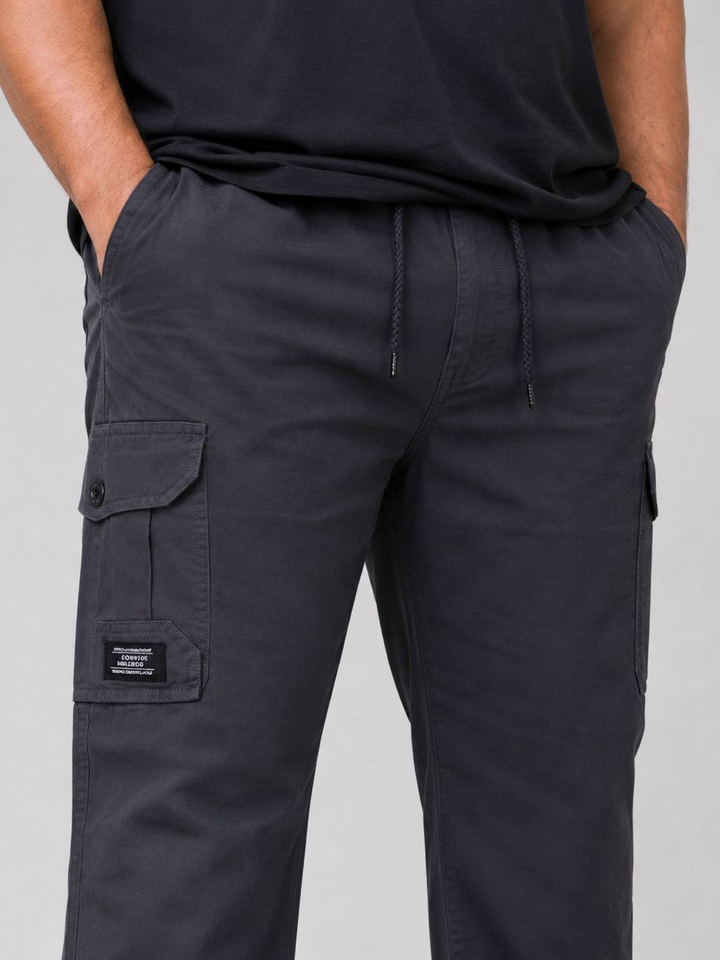 Plus Size 6 Pocket Cargo Pants -  Grey