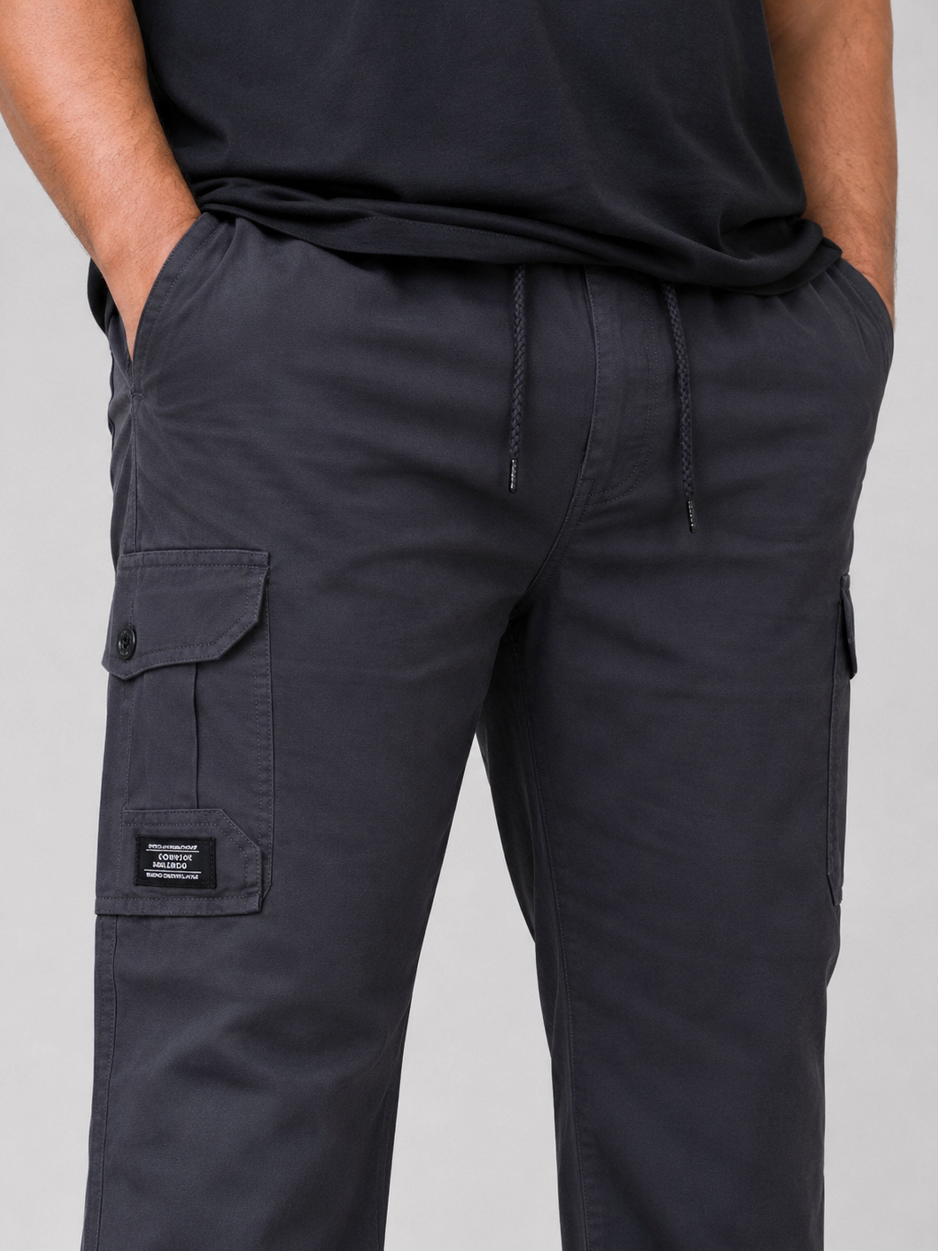 Plus Size 6 Pocket Cargo Pants -  Grey