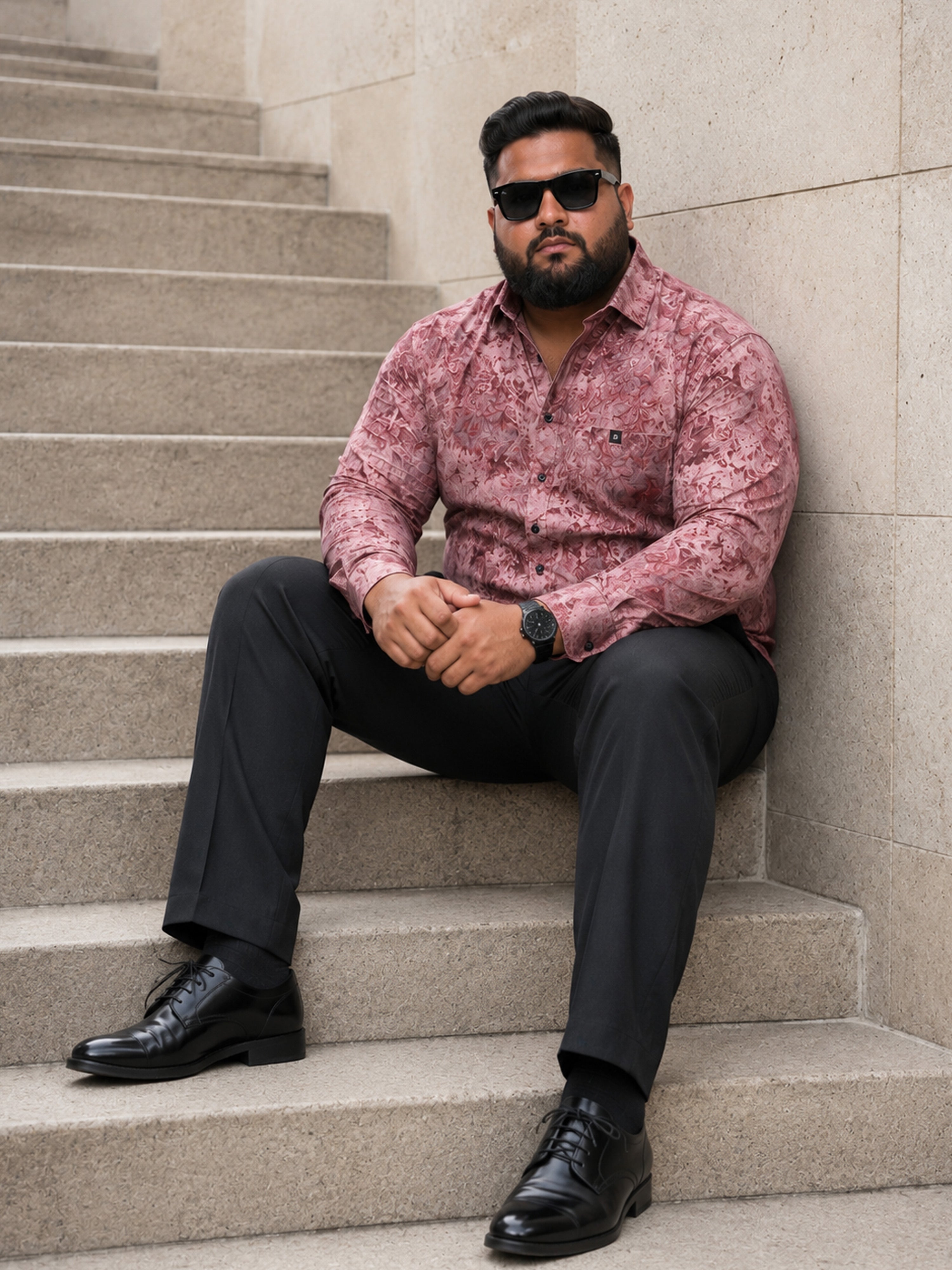 Plus Size Party Wear Satin Shirt - Maroon Wine