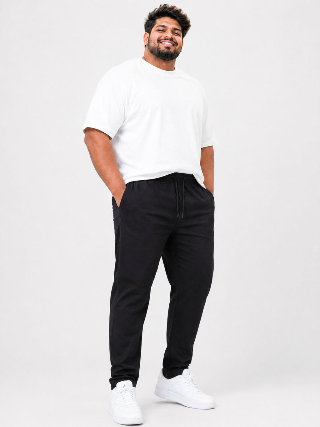 Plus Size Indigo Knitted Track Pant - Black