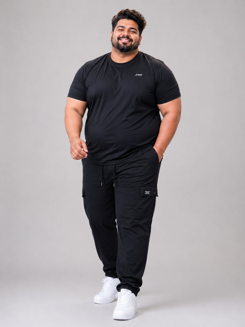 Plus Size 6 Pocket Cargo Pants - Navy Blue