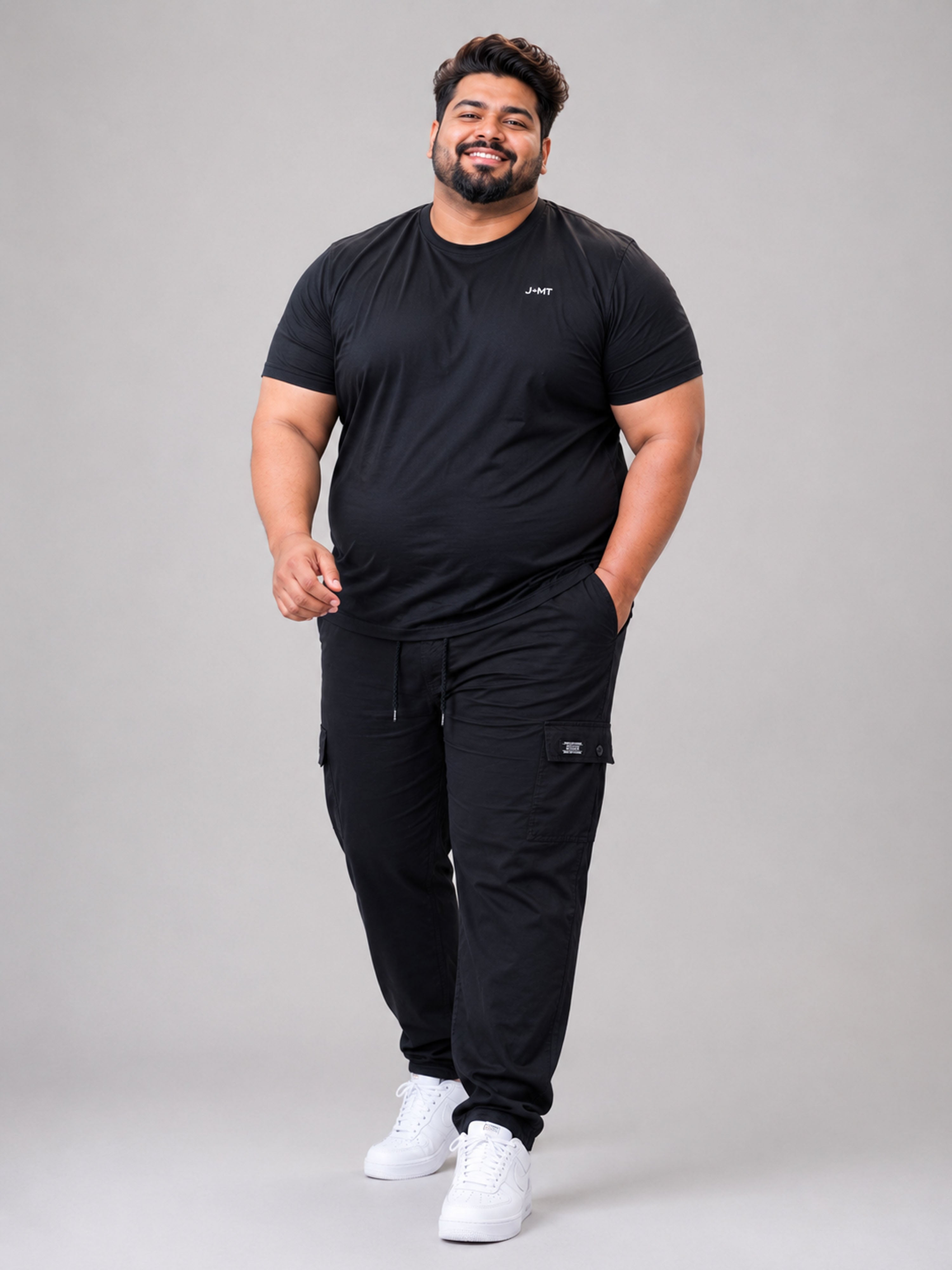 Plus Size 6 Pocket Cargo Pants - Navy Blue