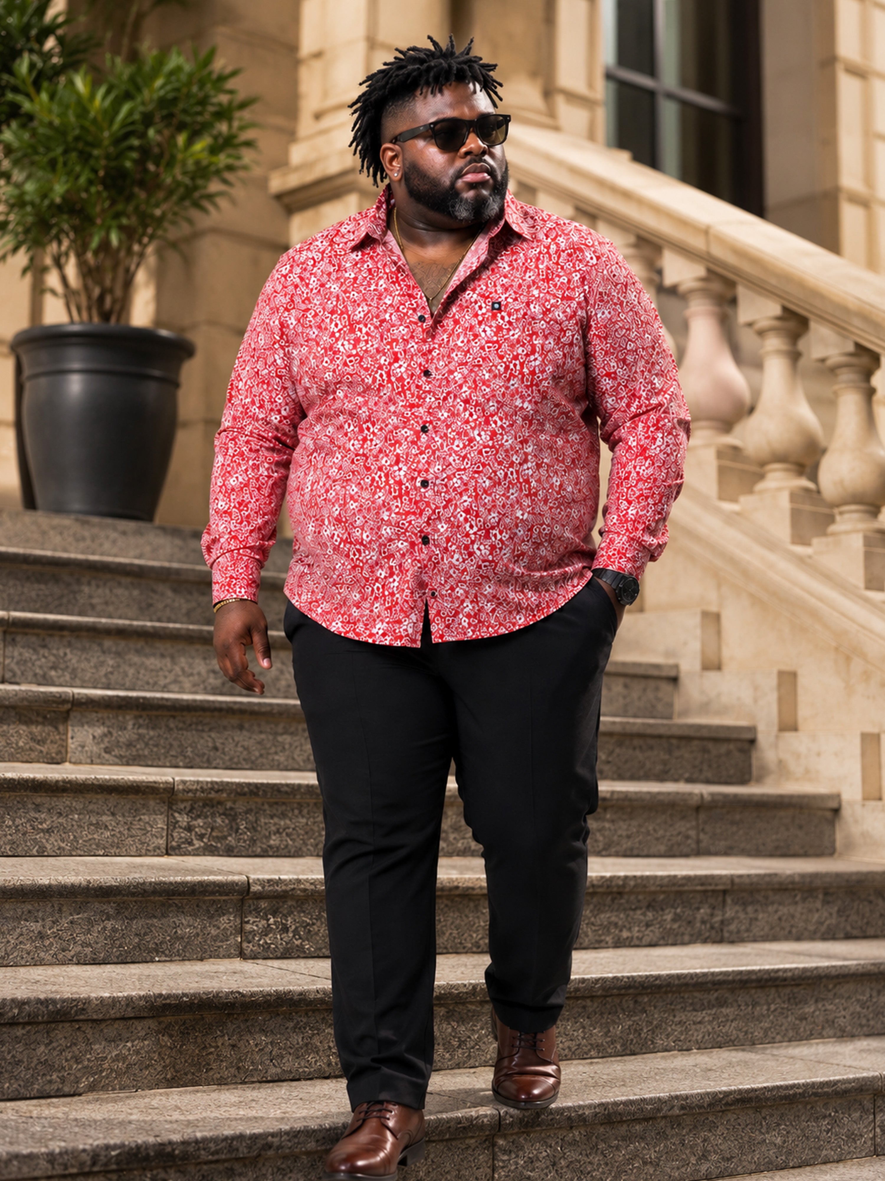Plus Size Party Wear Satin Shirt - Salmon Pink