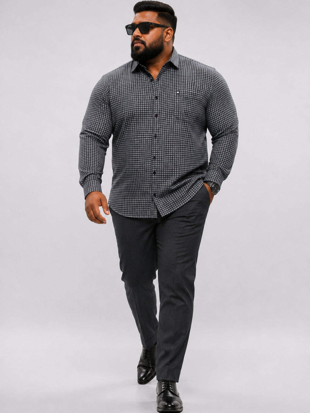 Plus Size Party Wear Satin Shirt - Black