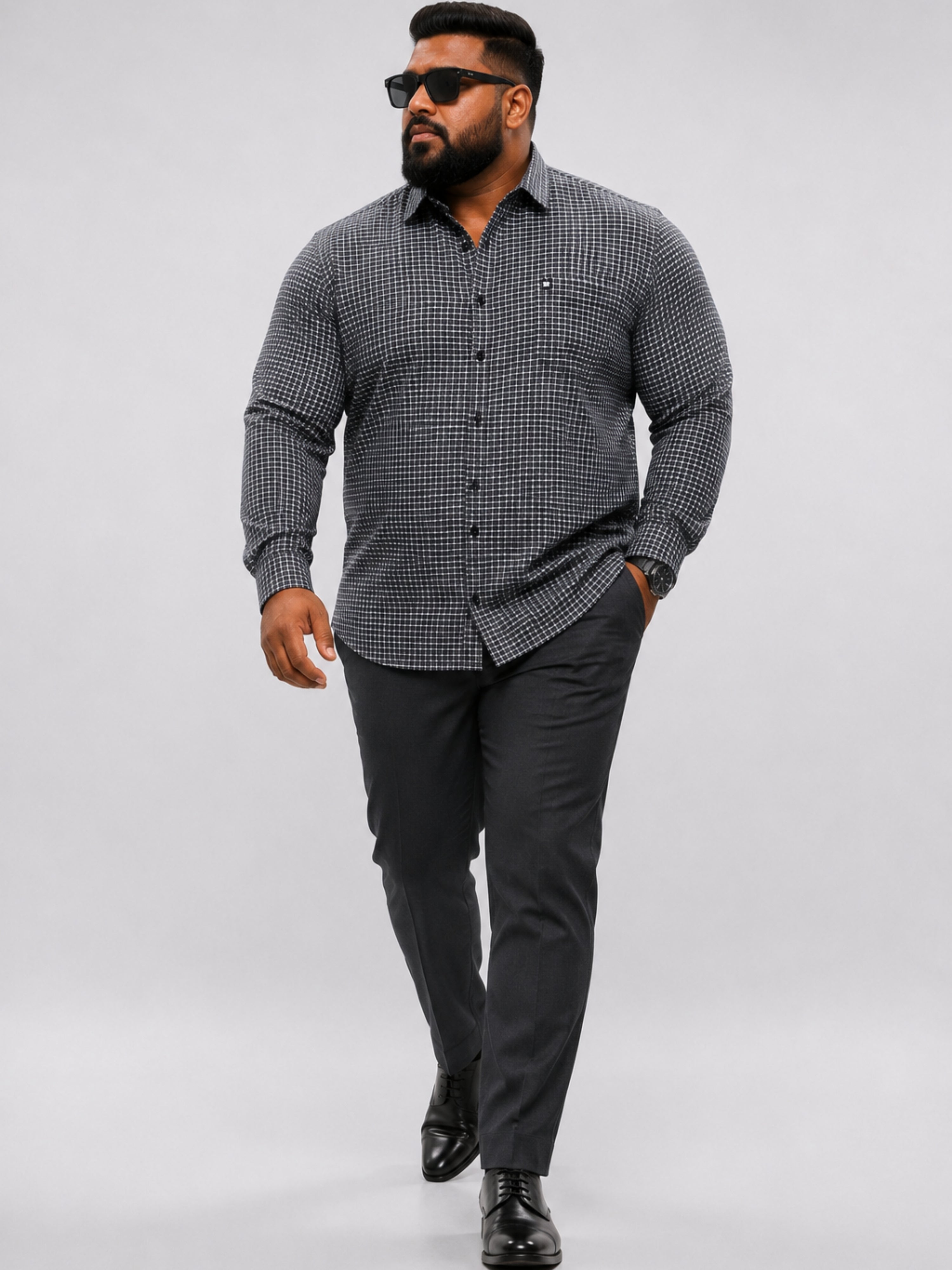 Plus Size Party Wear Satin Shirt - Black