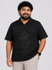 Plus Size Collar T-Shirt Party Wear - Black