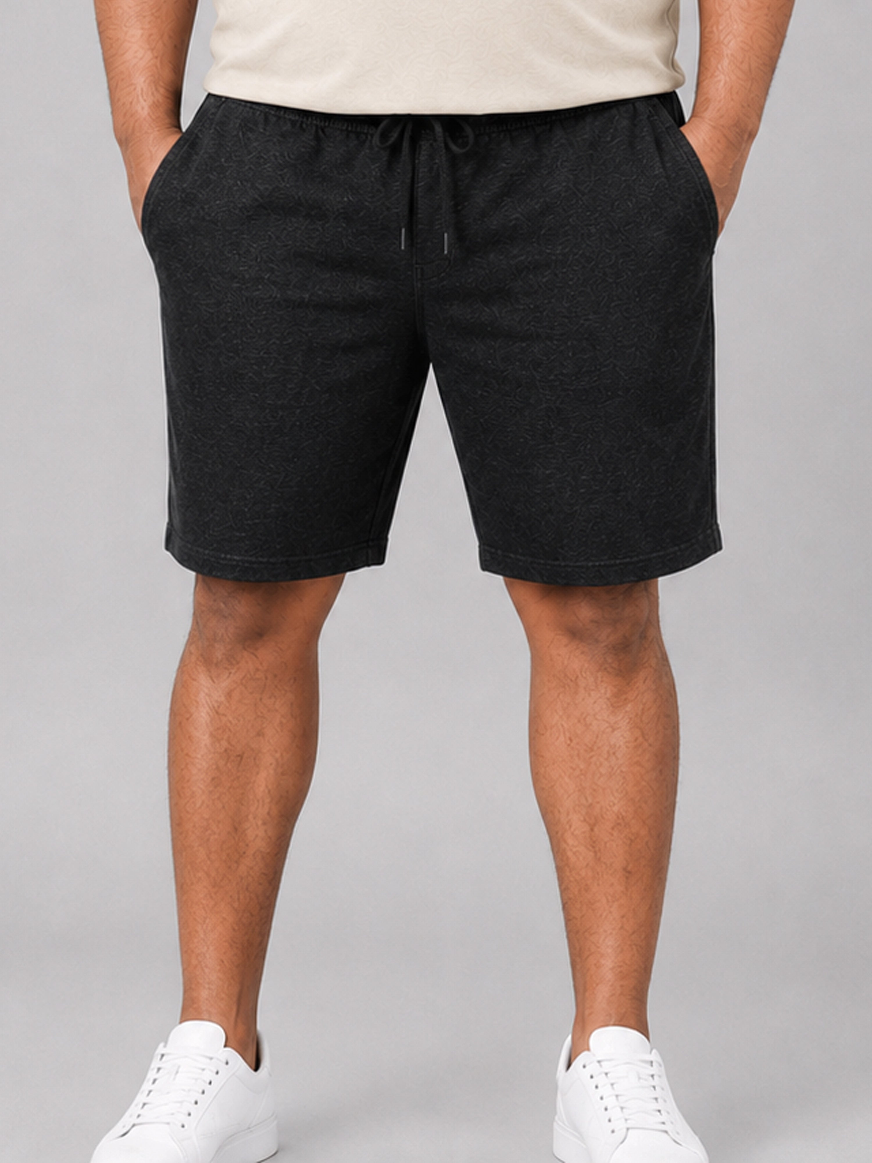 Plus Size Indigo Knitted Shorts - Black