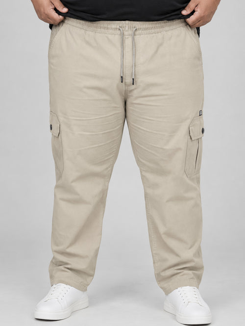 Plus Size 6 Pocket Cargo Pants - Beige