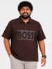 Plus Size Collar T-Shirt Party Wear - Brown
