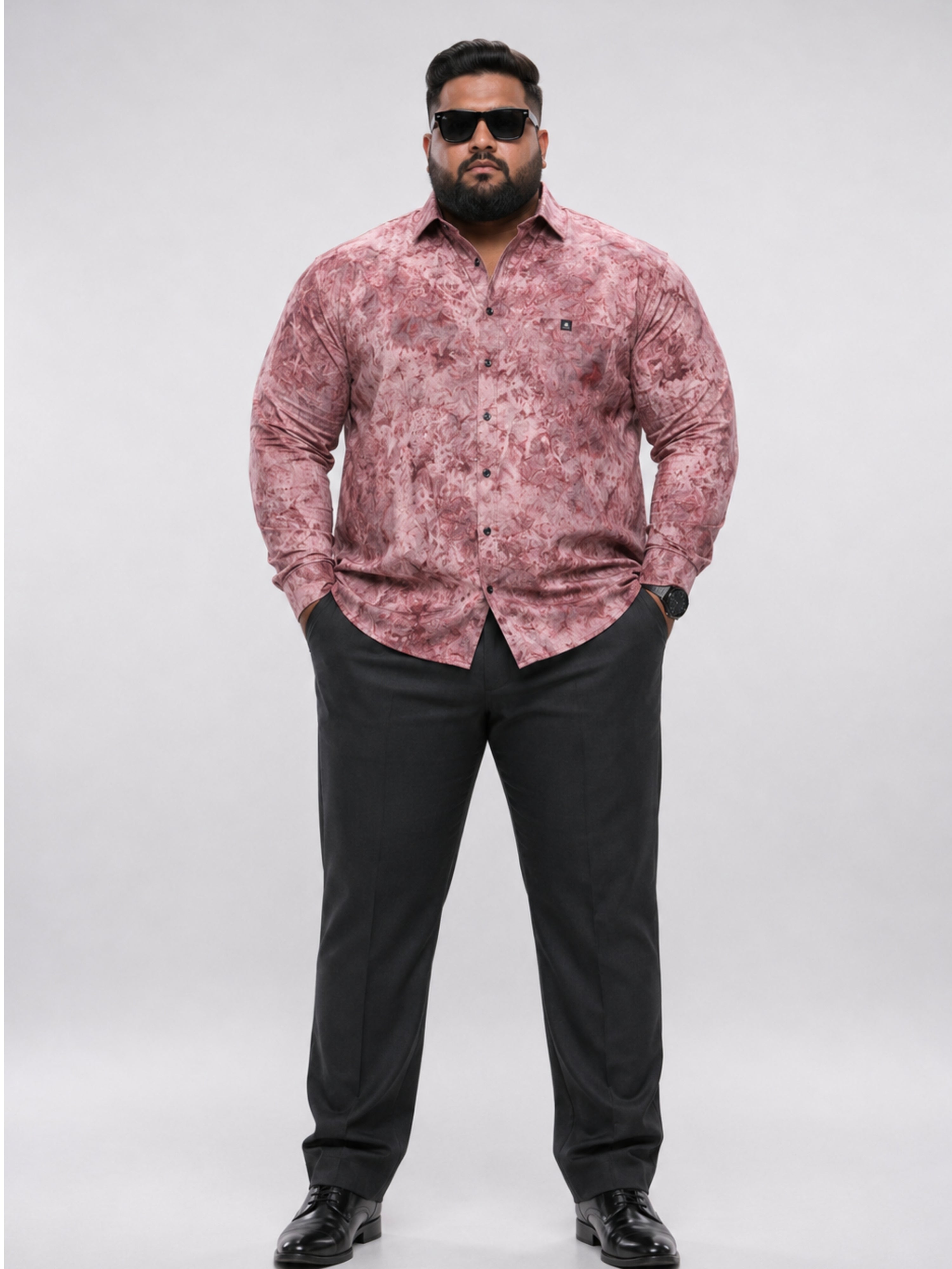 Plus Size Party Wear Satin Shirt - Maroon Wine