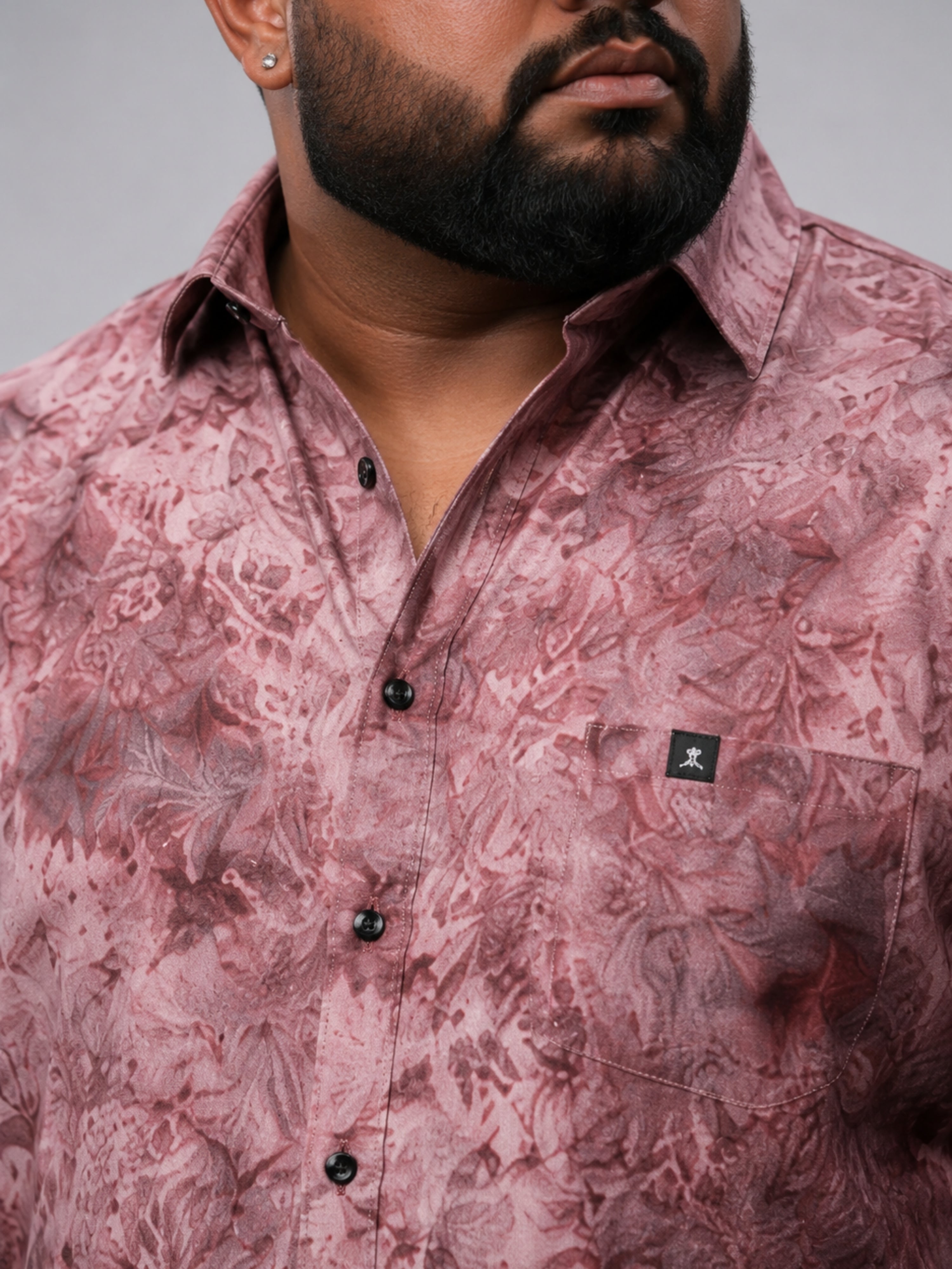 Plus Size Party Wear Satin Shirt - Maroon Wine