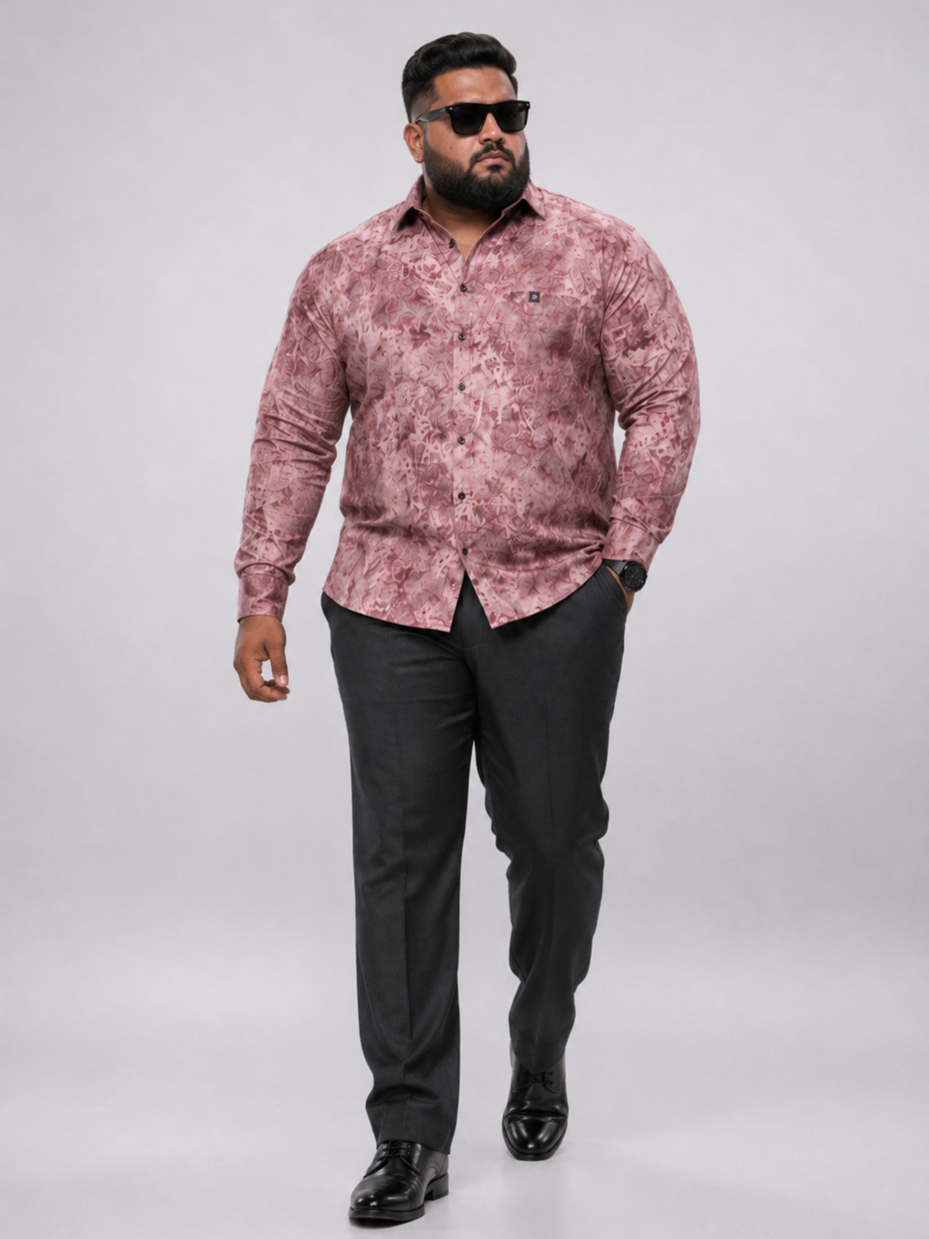 Plus Size Party Wear Satin Shirt - Maroon Wine
