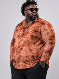 Plus Size Party Wear Satin Shirt - Rust Orange