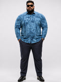 Plus Size Party Wear Satin Shirt - Sky Blue