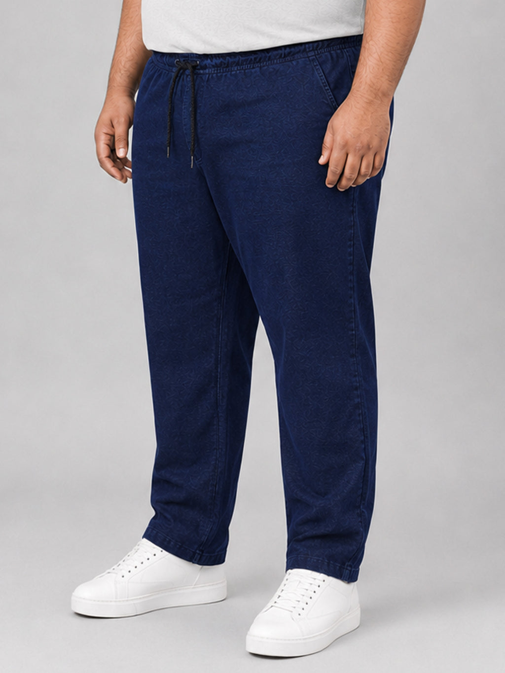 Plus Size Indigo Knitted Track Pant - Navy Blue
