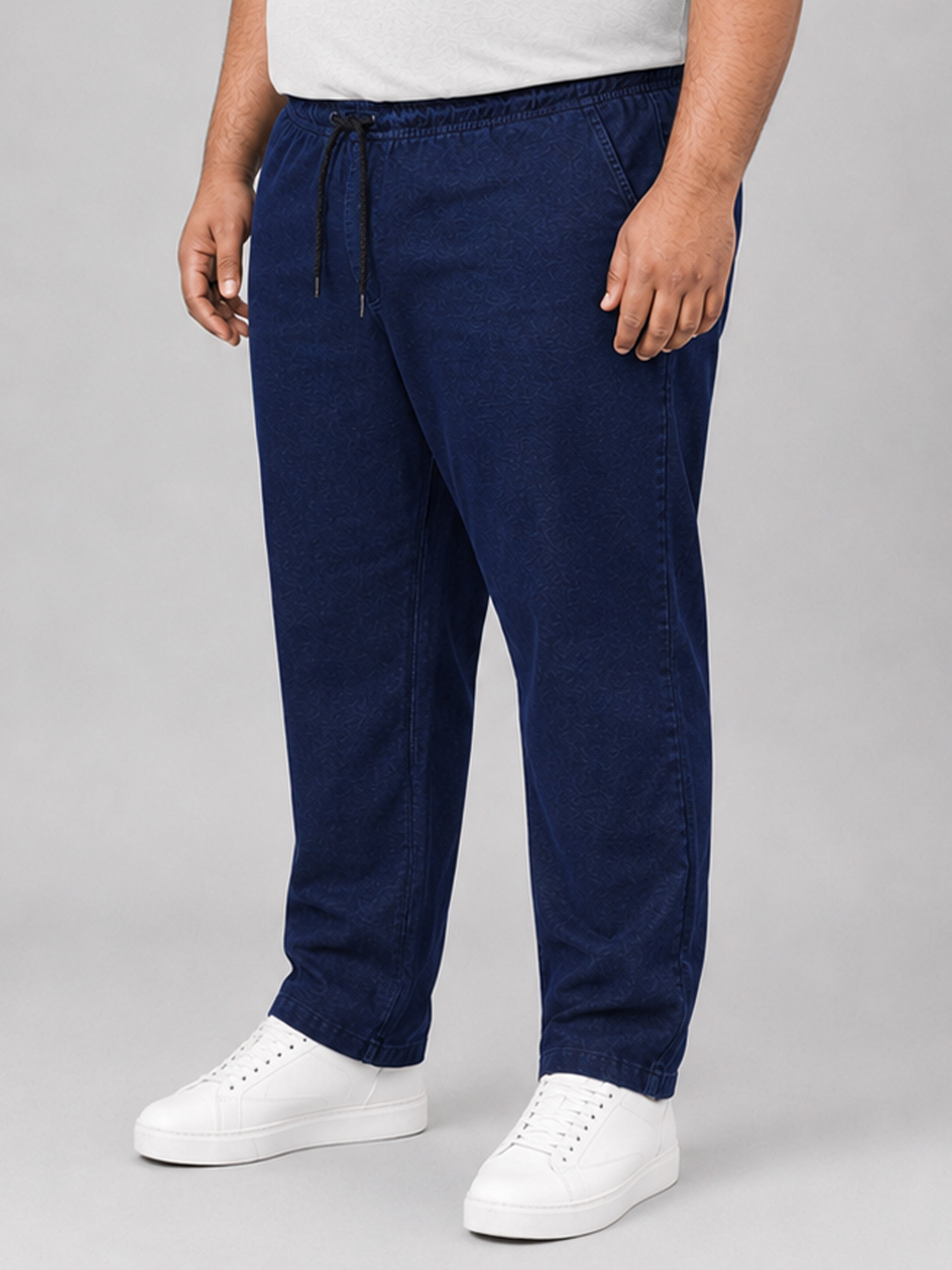 Plus Size Indigo Knitted Track Pant - Navy Blue