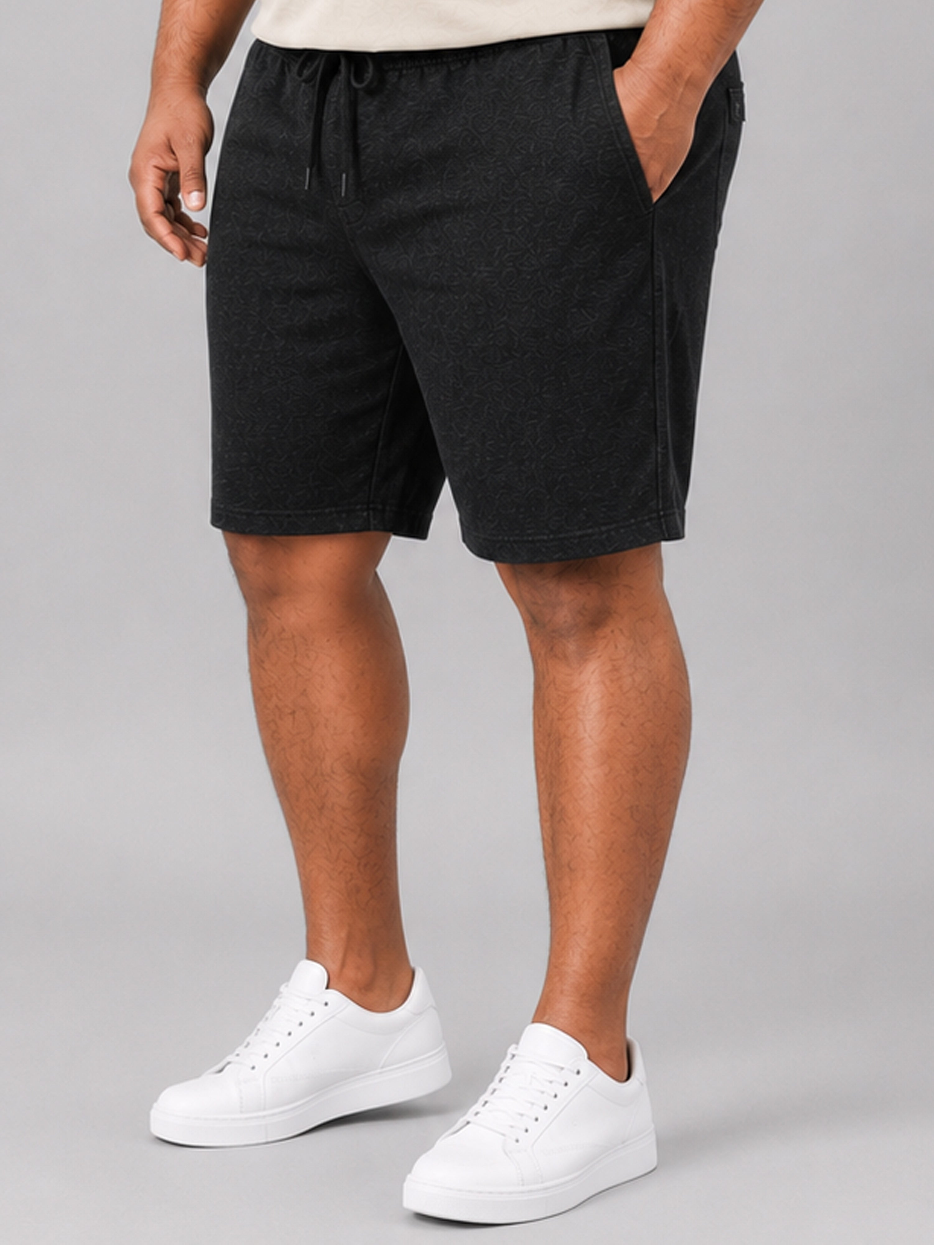 Plus Size Indigo Knitted Shorts - Black