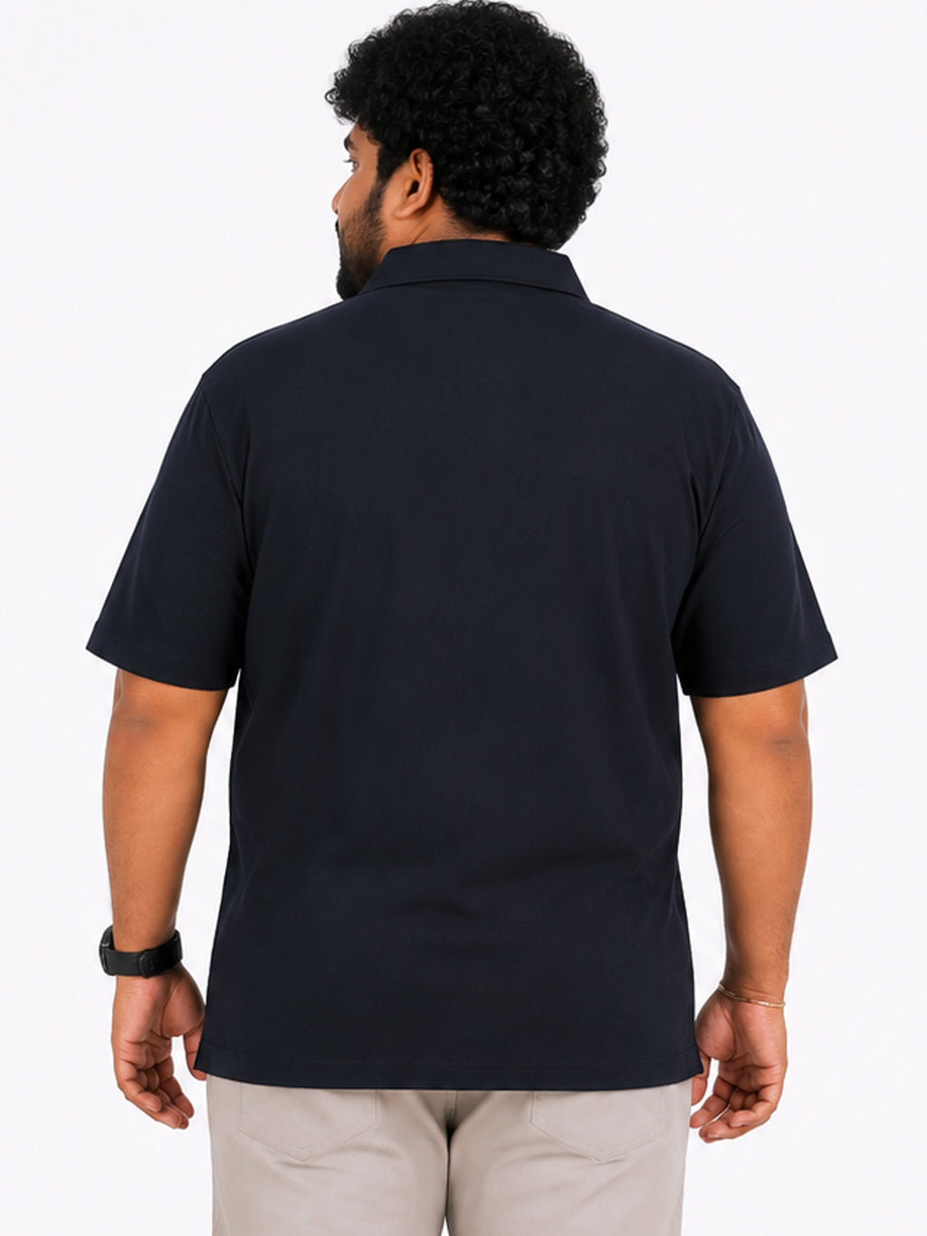 Plus Size Collar T-Shirt Party Wear - Steel Blue
