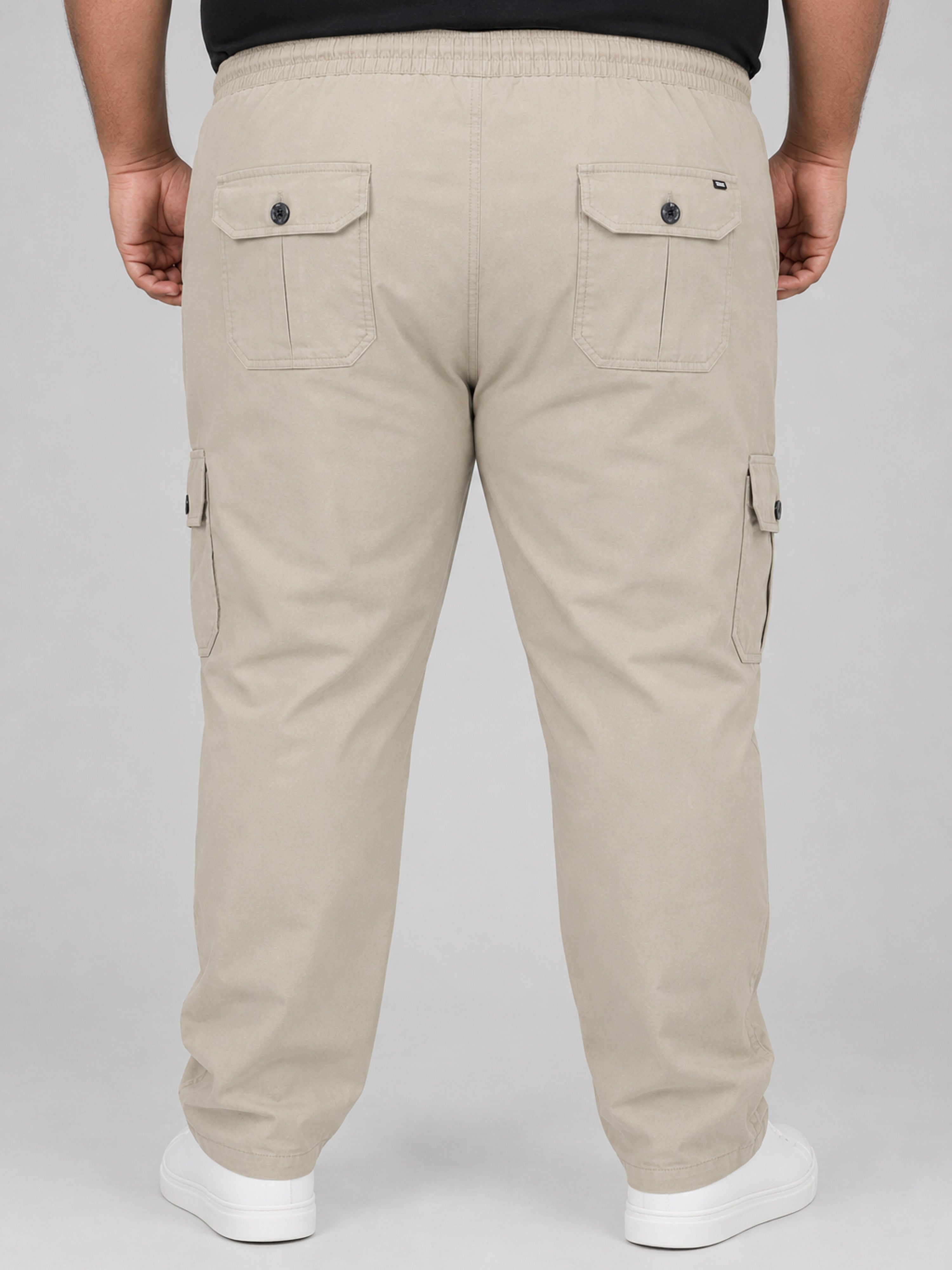 Plus Size 6 Pocket Cargo Pants - Beige