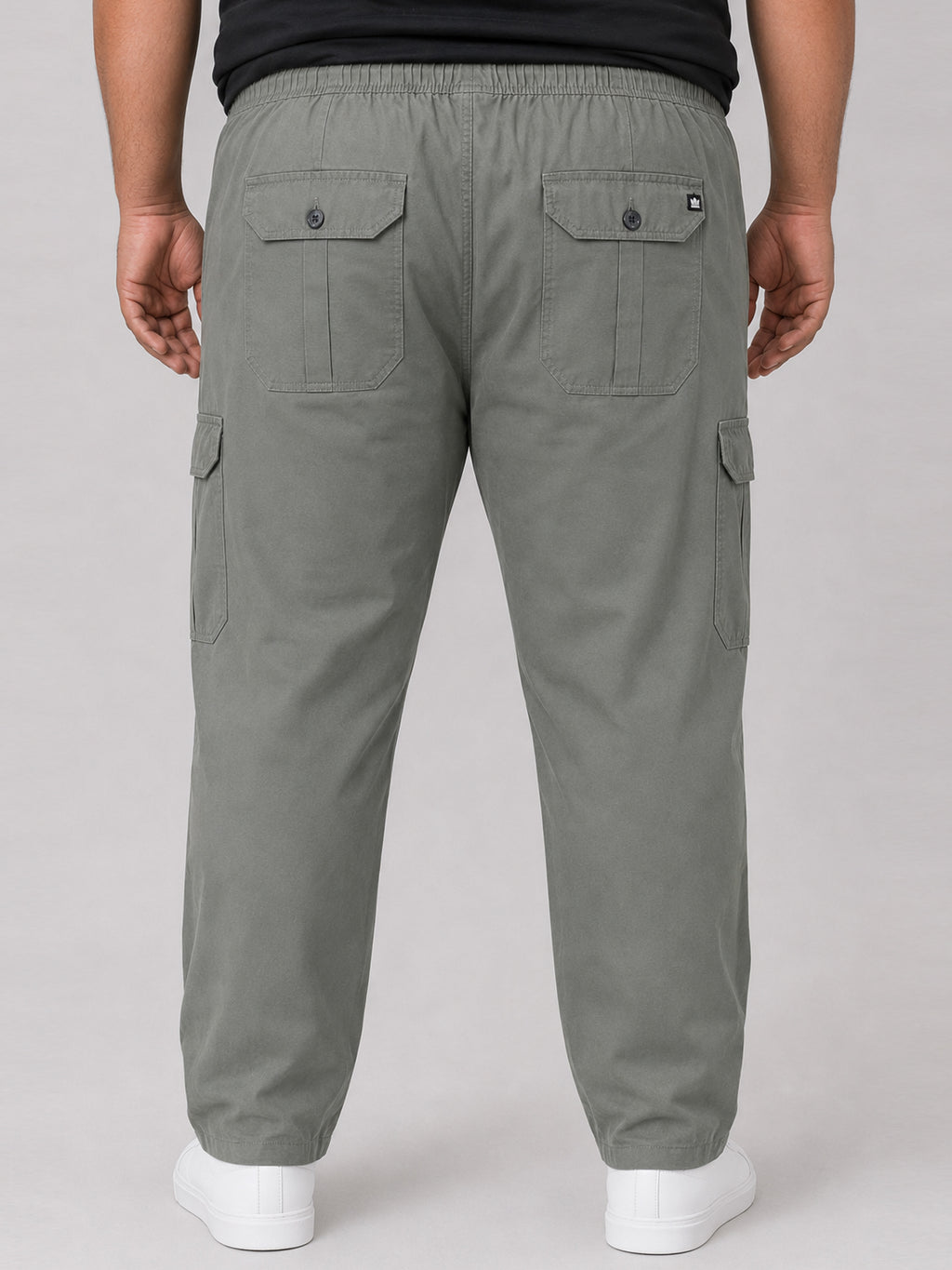 Plus Size 6 Pocket Cargo Pants - Olive Grey