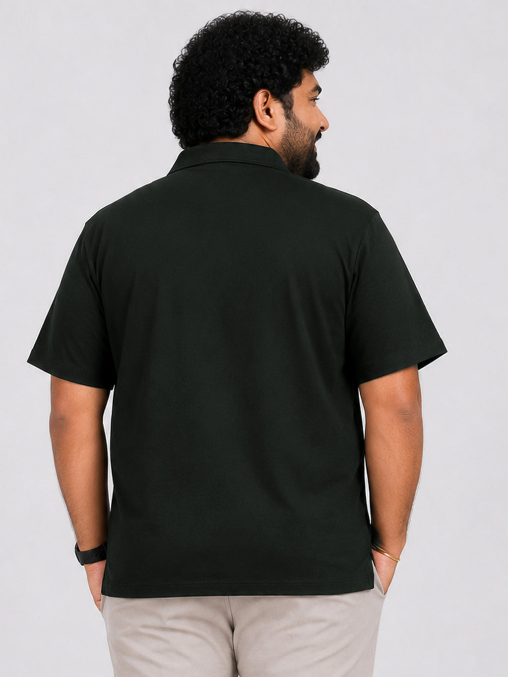 Plus Size Collar T-Shirt Party Wear - Black