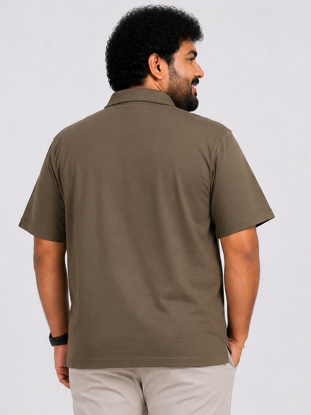 Plus Size Collar T-Shirt Party Wear - Charcoal Grey