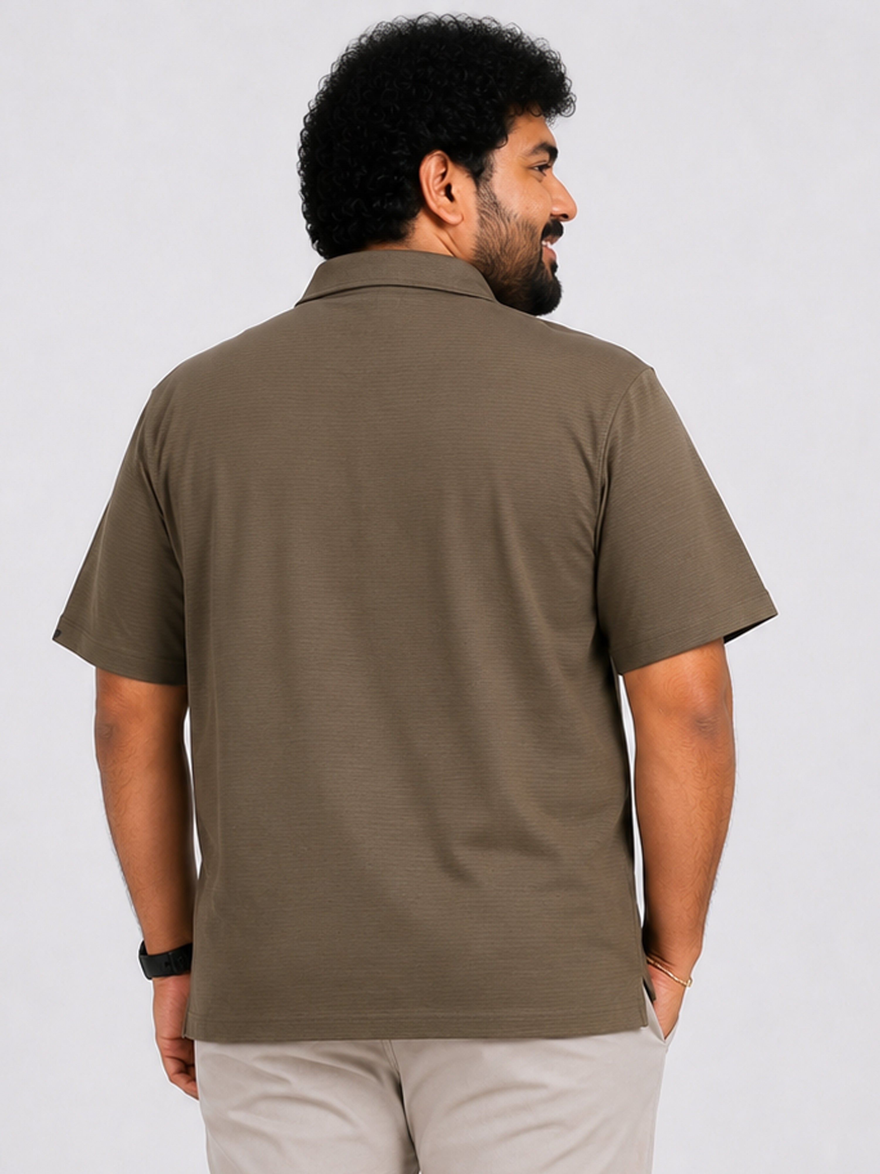 Plus Size Collar T-Shirt Party Wear - Charcoal Grey