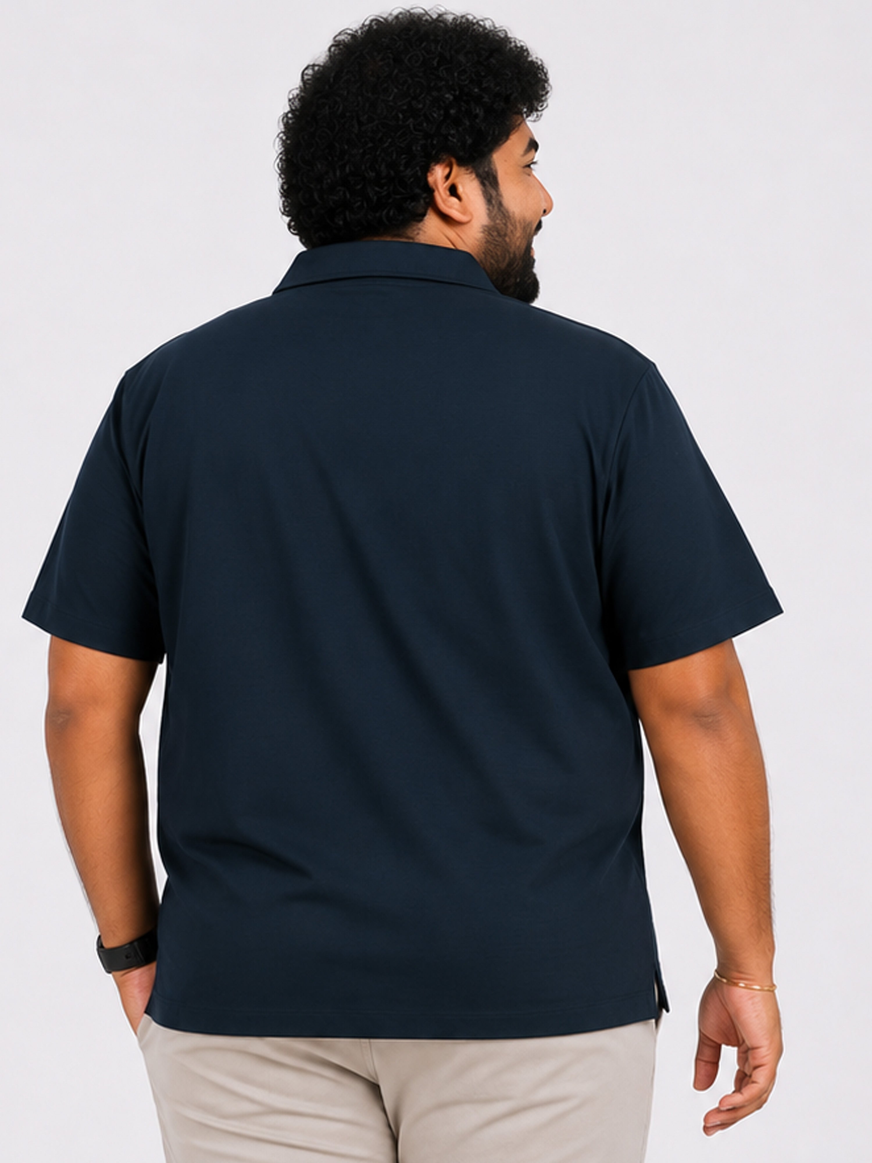 Plus Size Collar T-Shirt Party Wear - Teal Blue