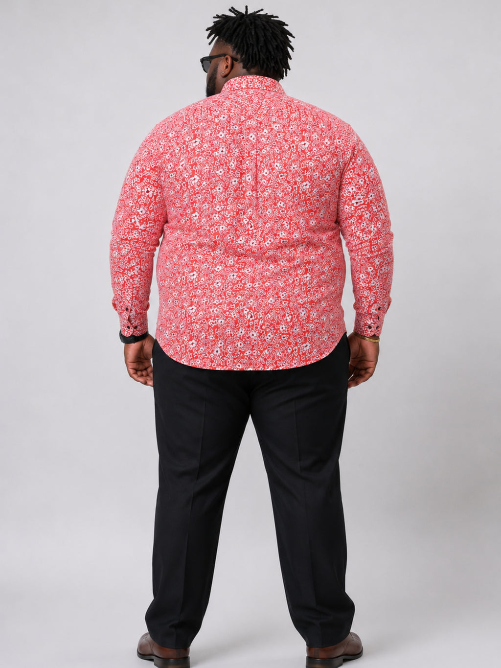 Plus Size Party Wear Satin Shirt - Salmon Pink