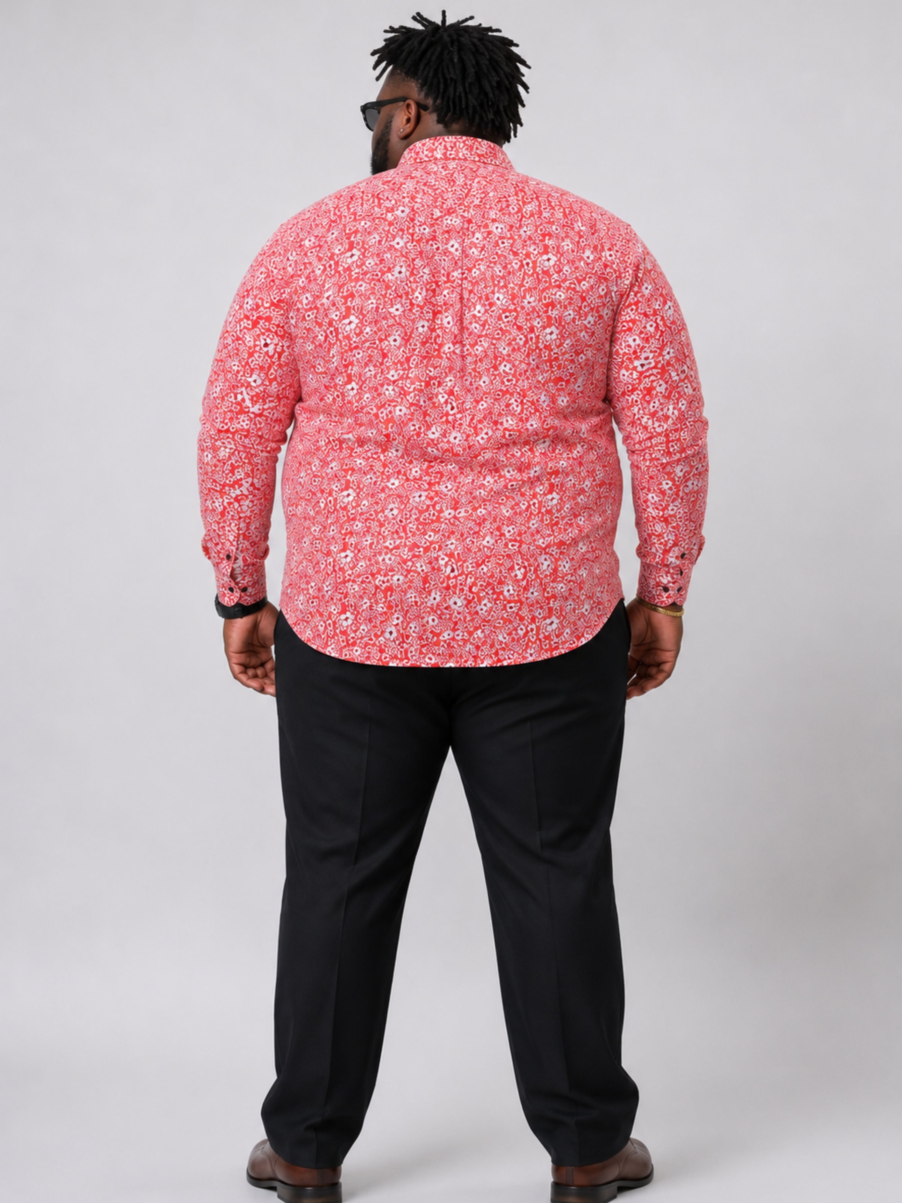 Plus Size Party Wear Satin Shirt - Salmon Pink