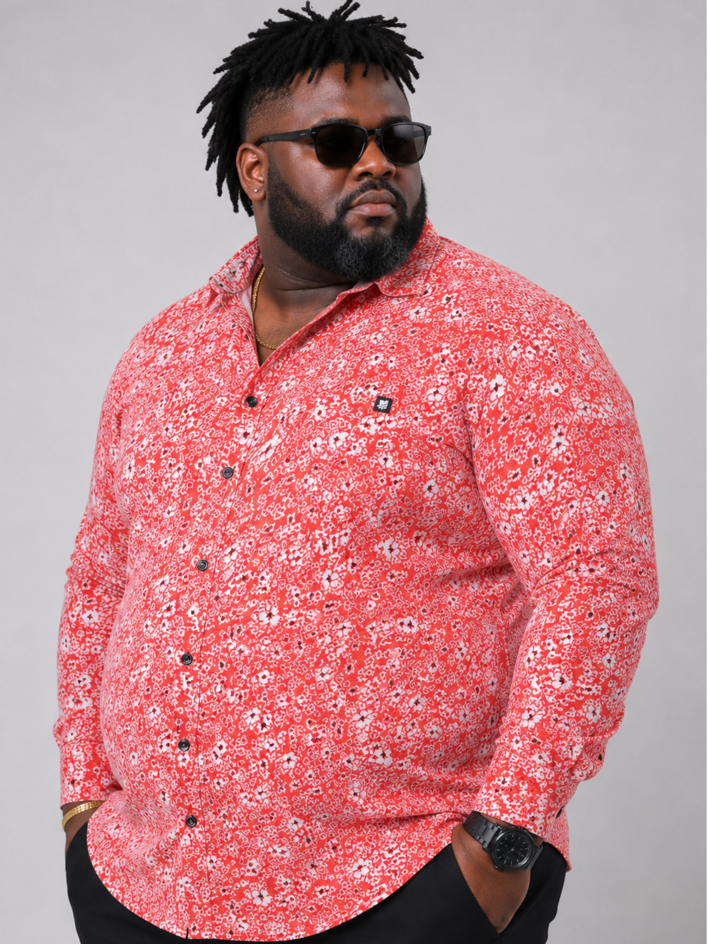 Plus Size Party Wear Satin Shirt - Salmon Pink