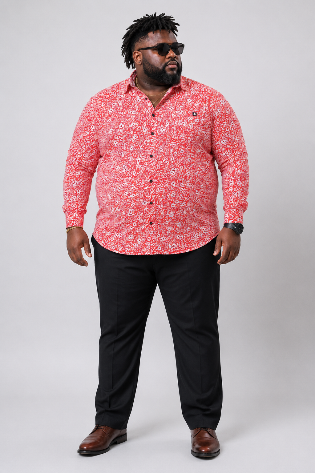 Plus Size Party Wear Satin Shirt - Salmon Pink
