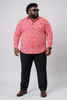 Plus Size Party Wear Satin Shirt - Salmon Pink